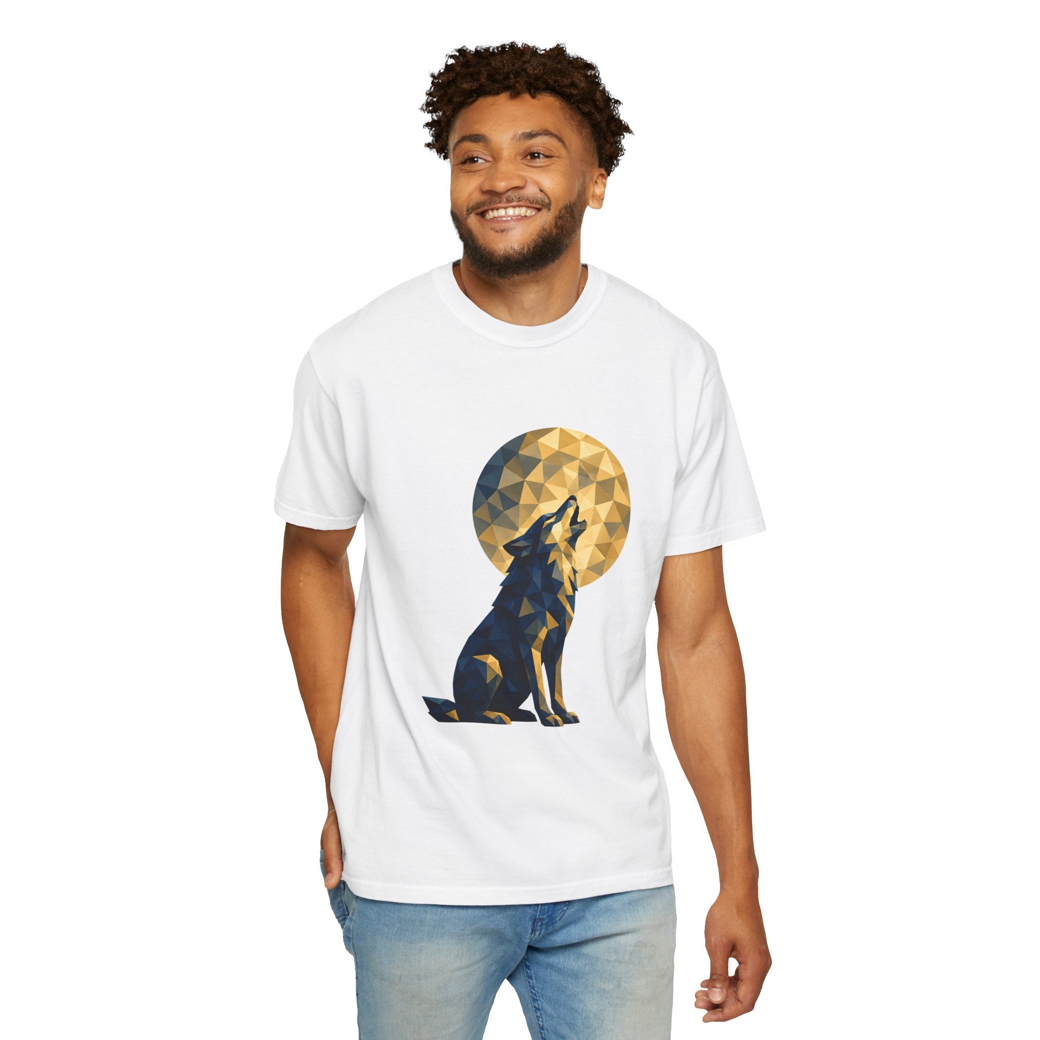 Geometric Howling Wolf T-Shirt | Moon Silhouette