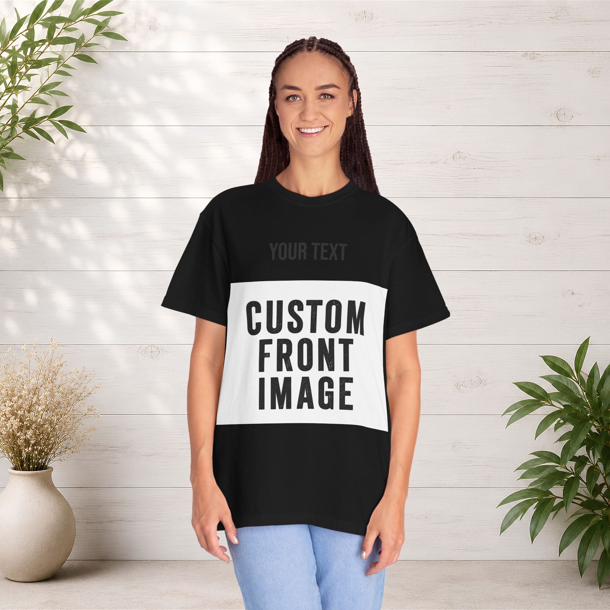 Custom Front Landscape Print T-Shirt — Personalized Text & Image Tee