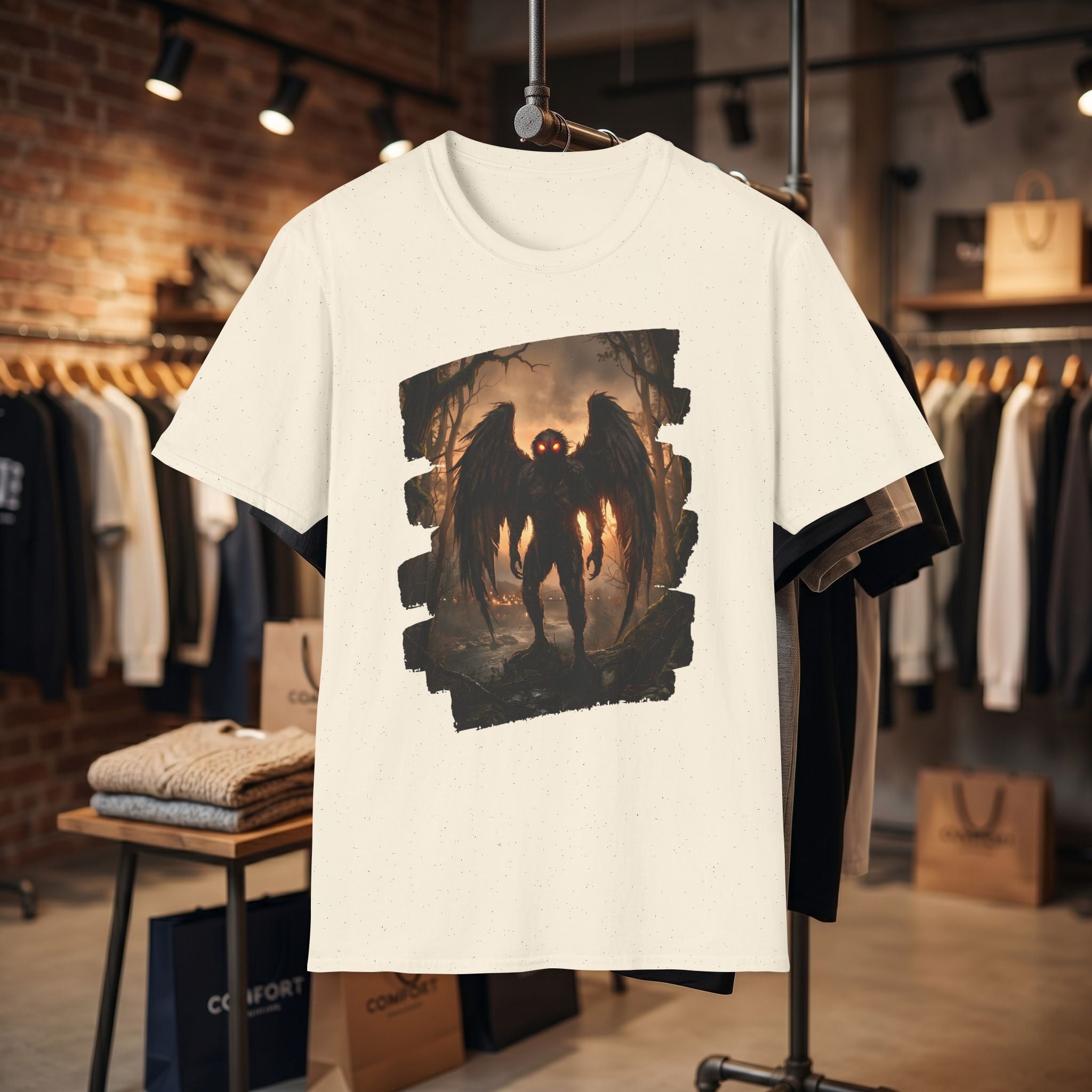 Mothman Cryptid Illustration T-Shirt | Dark Horror Graphic
