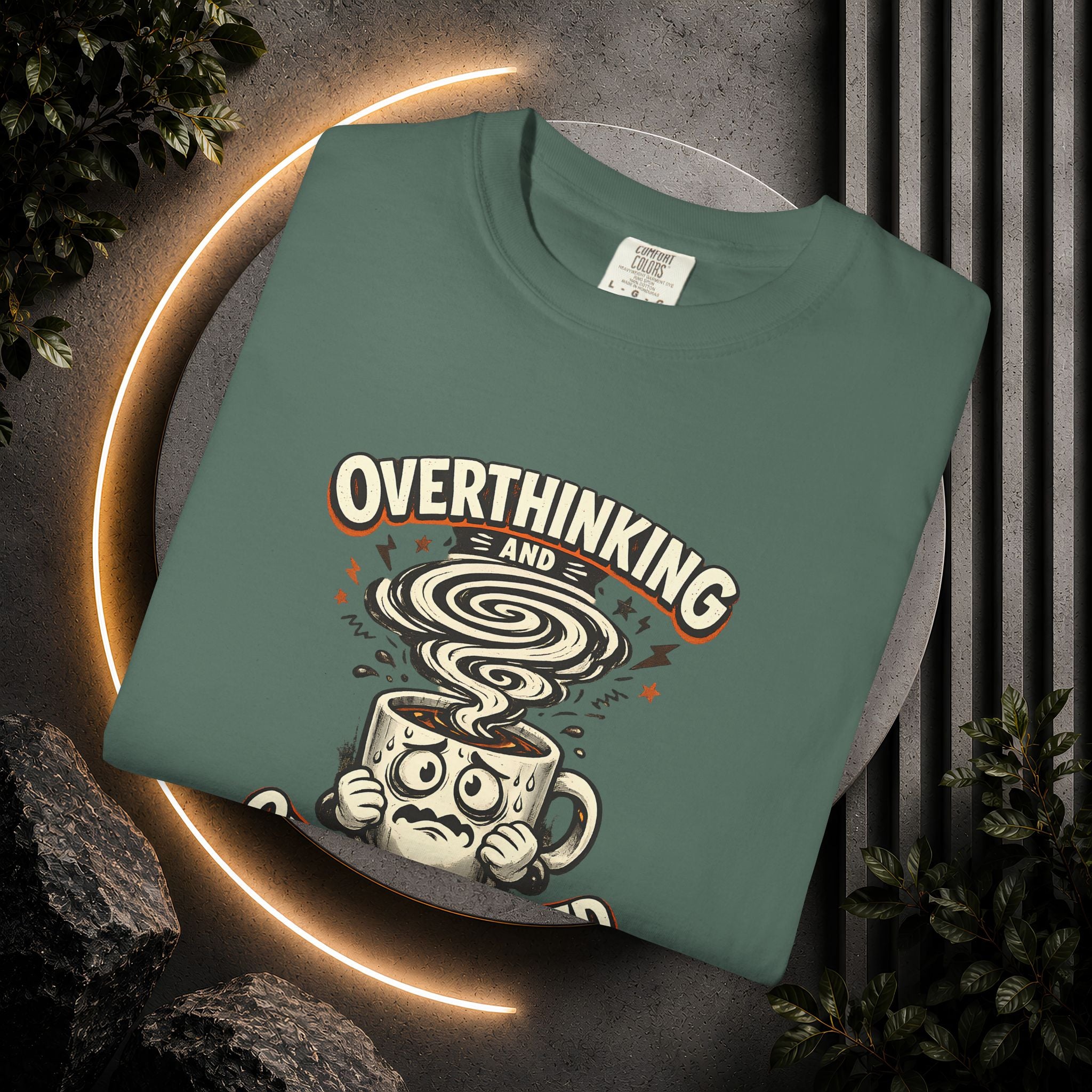 Overthinking & Overcaffeinated T-Shirt — Funny Coffee & Anxiety Graphic Tee