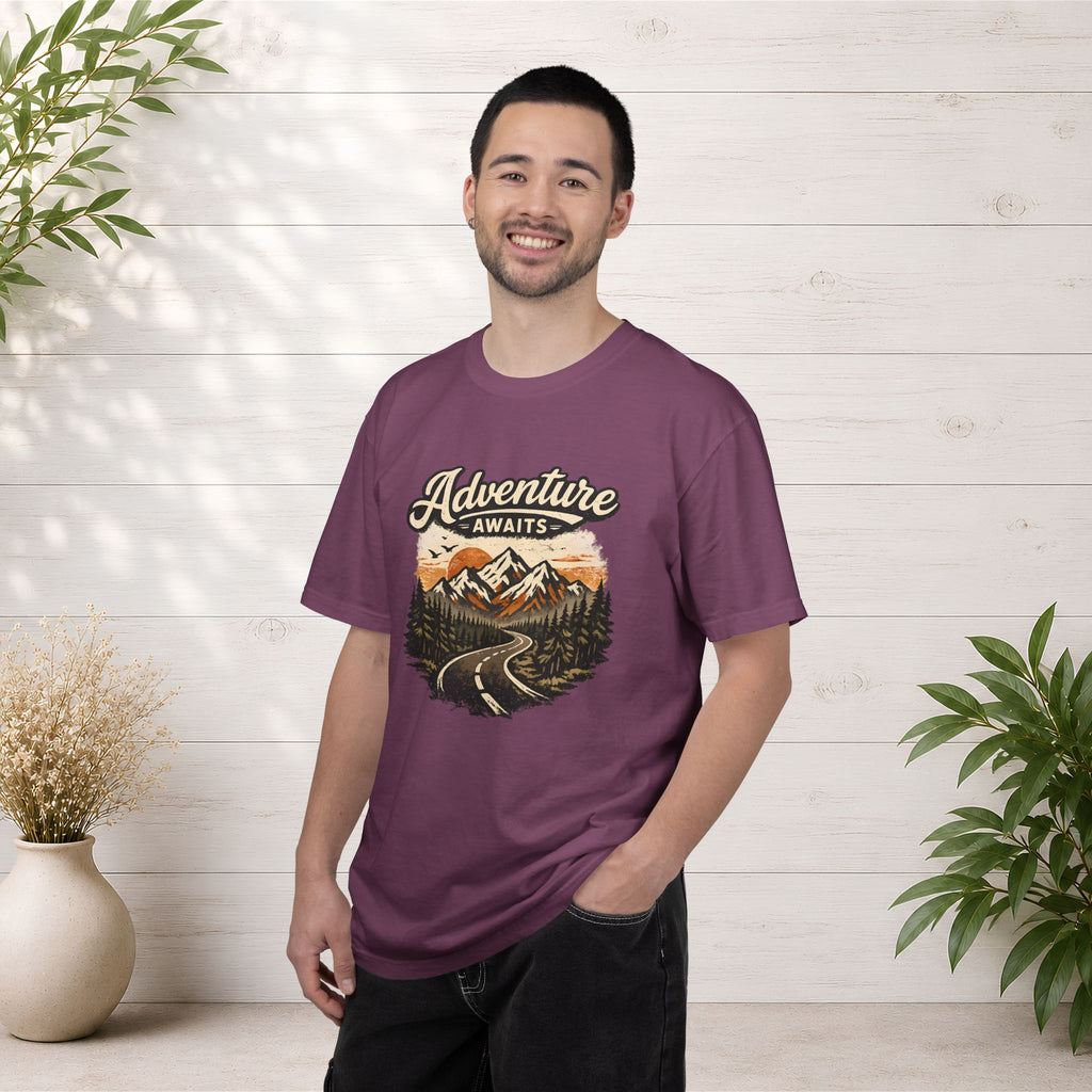 Adventure Awaits T-Shirt — Scenic Mountain Road Graphic Tee