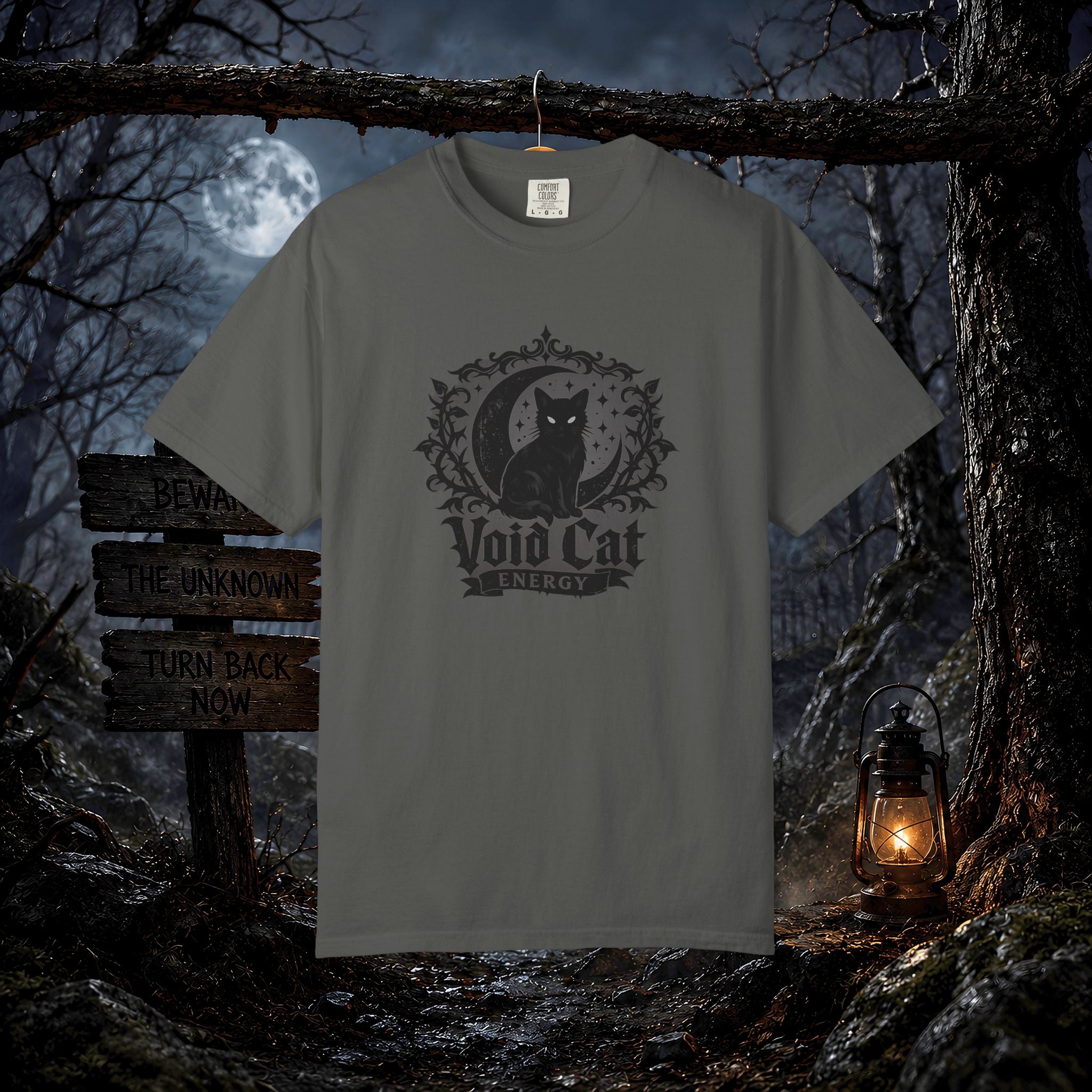Void Cat T-Shirt — Gothic Black Cat Graphic Tee