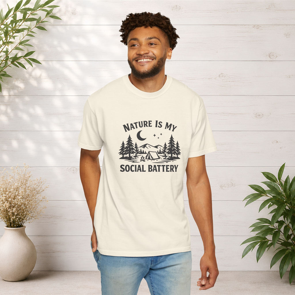 Nature Is My Social Battery T-Shirt — Outdoor Enthusiast Graphic Tee
