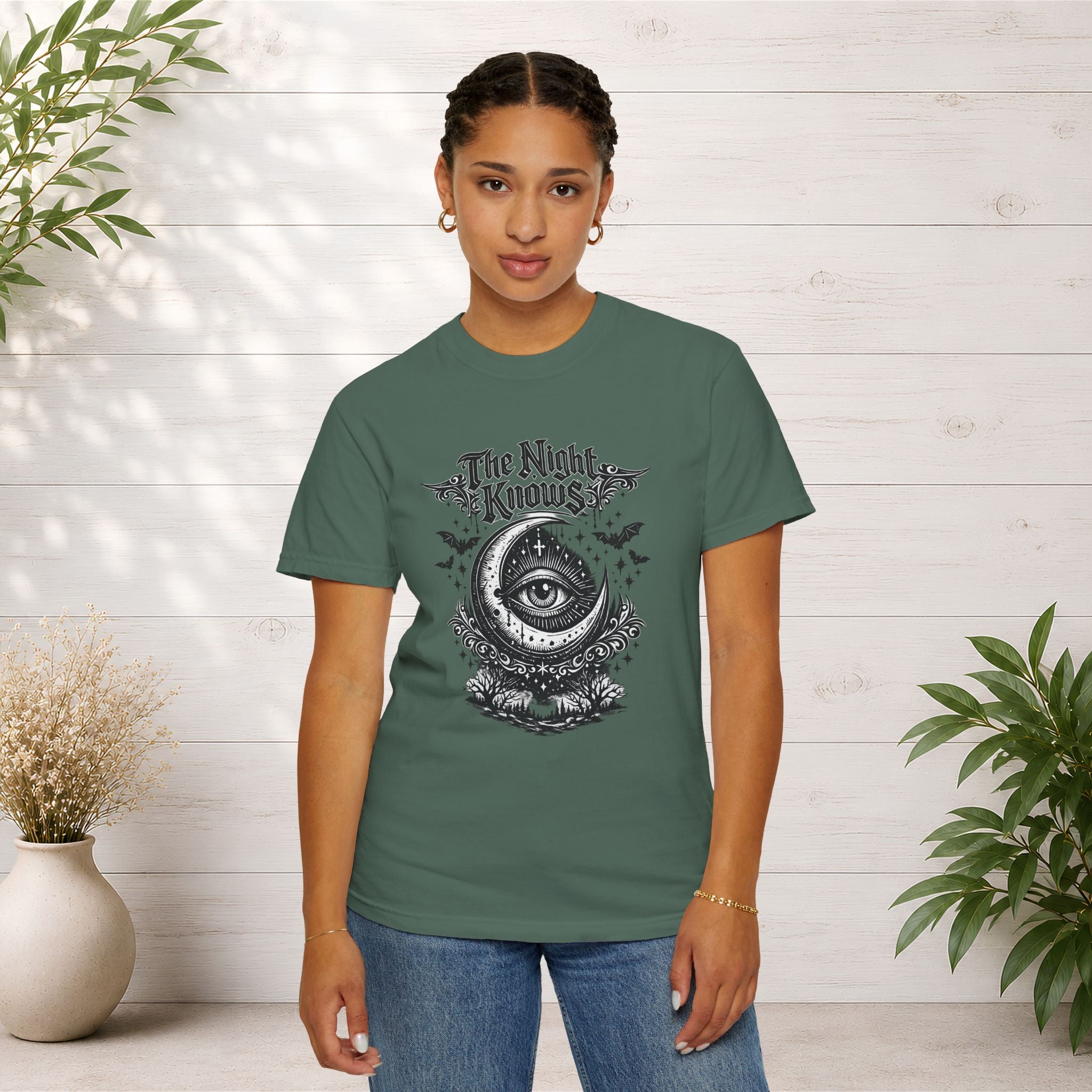 The Night Knows Eye T-Shirt — Mystical Gothic Graphic Tee