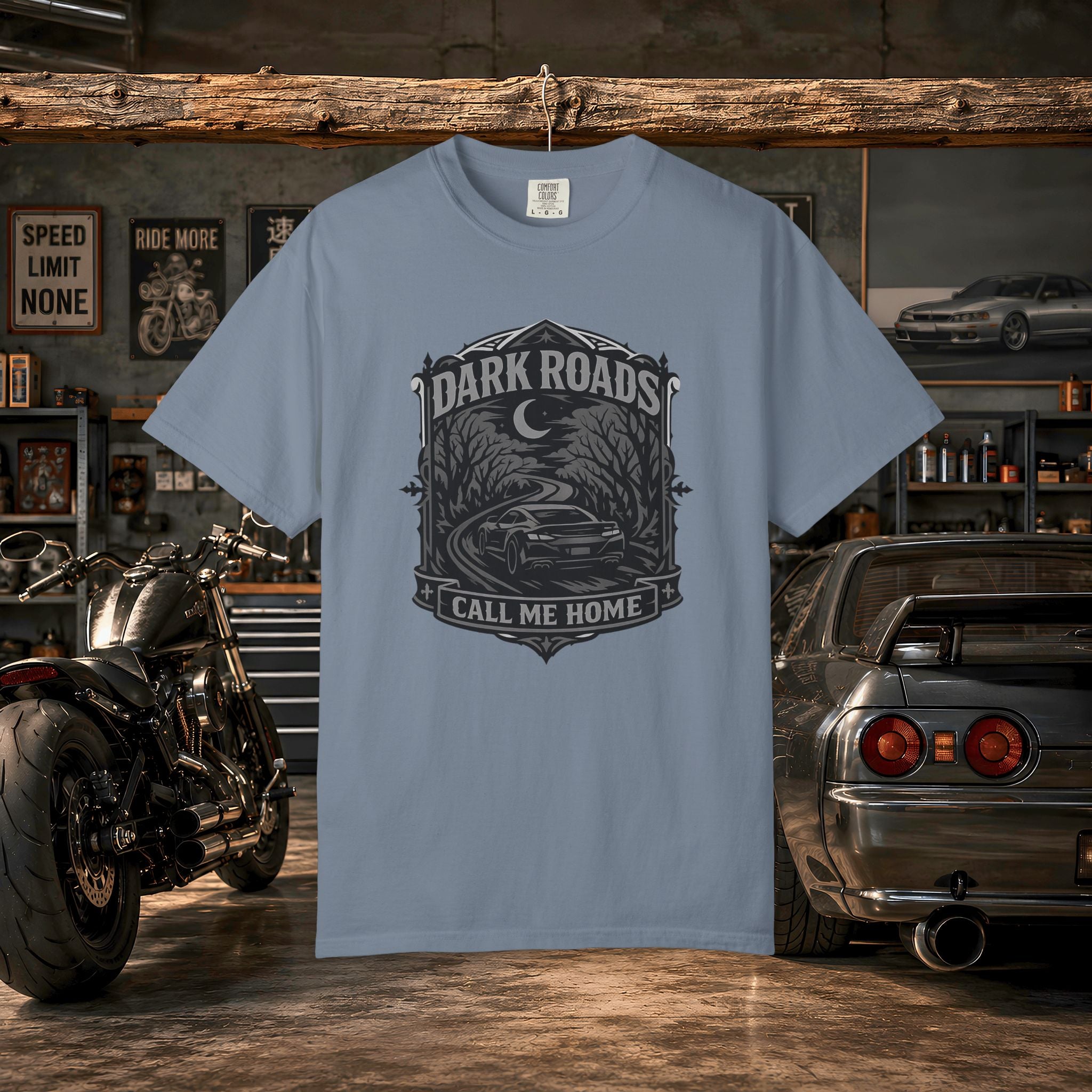 Dark Roads Call Me Home T-Shirt — Vintage Night Drive Graphic Tee