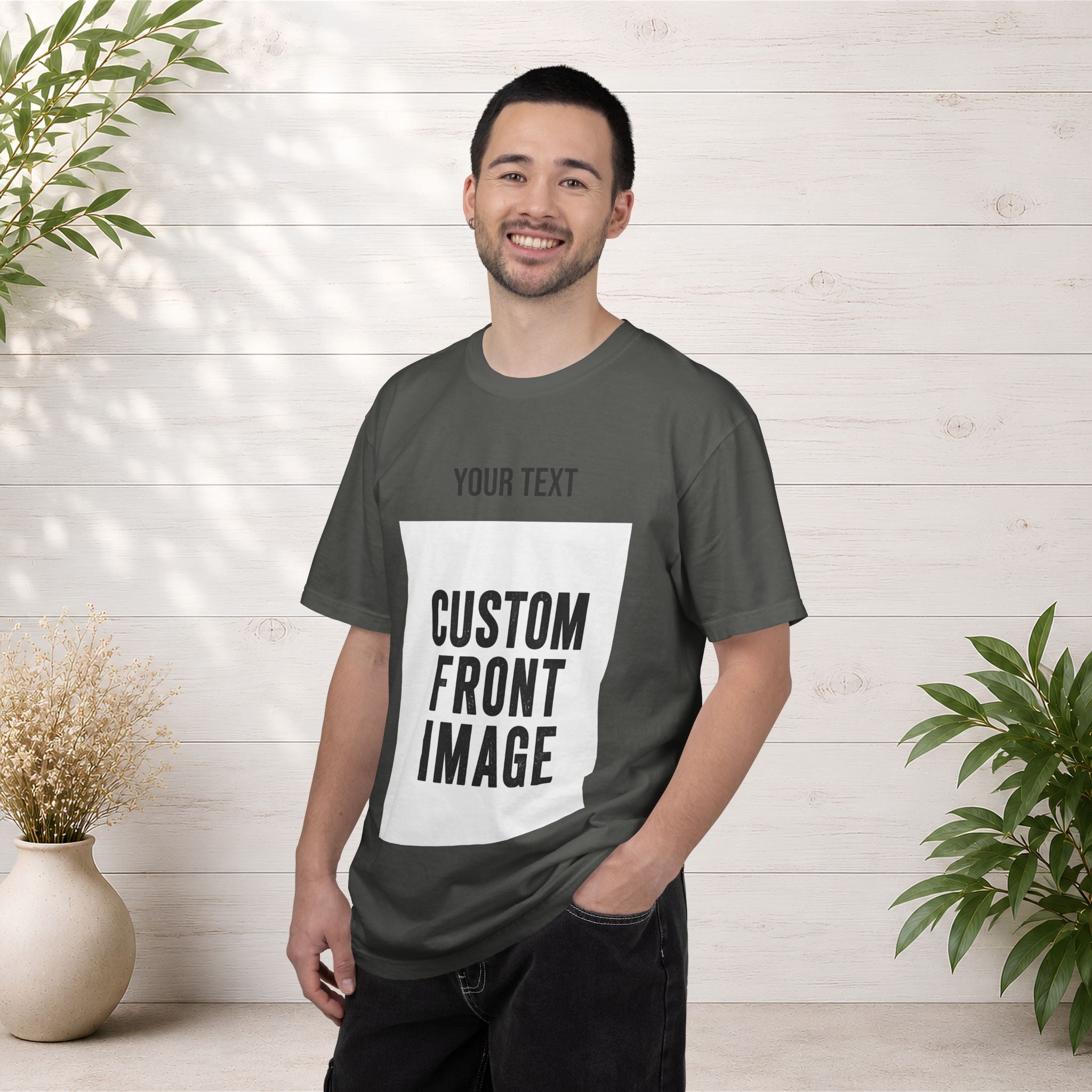 Custom Front Portrait Print T-Shirt — Personalized Text & Image Tee