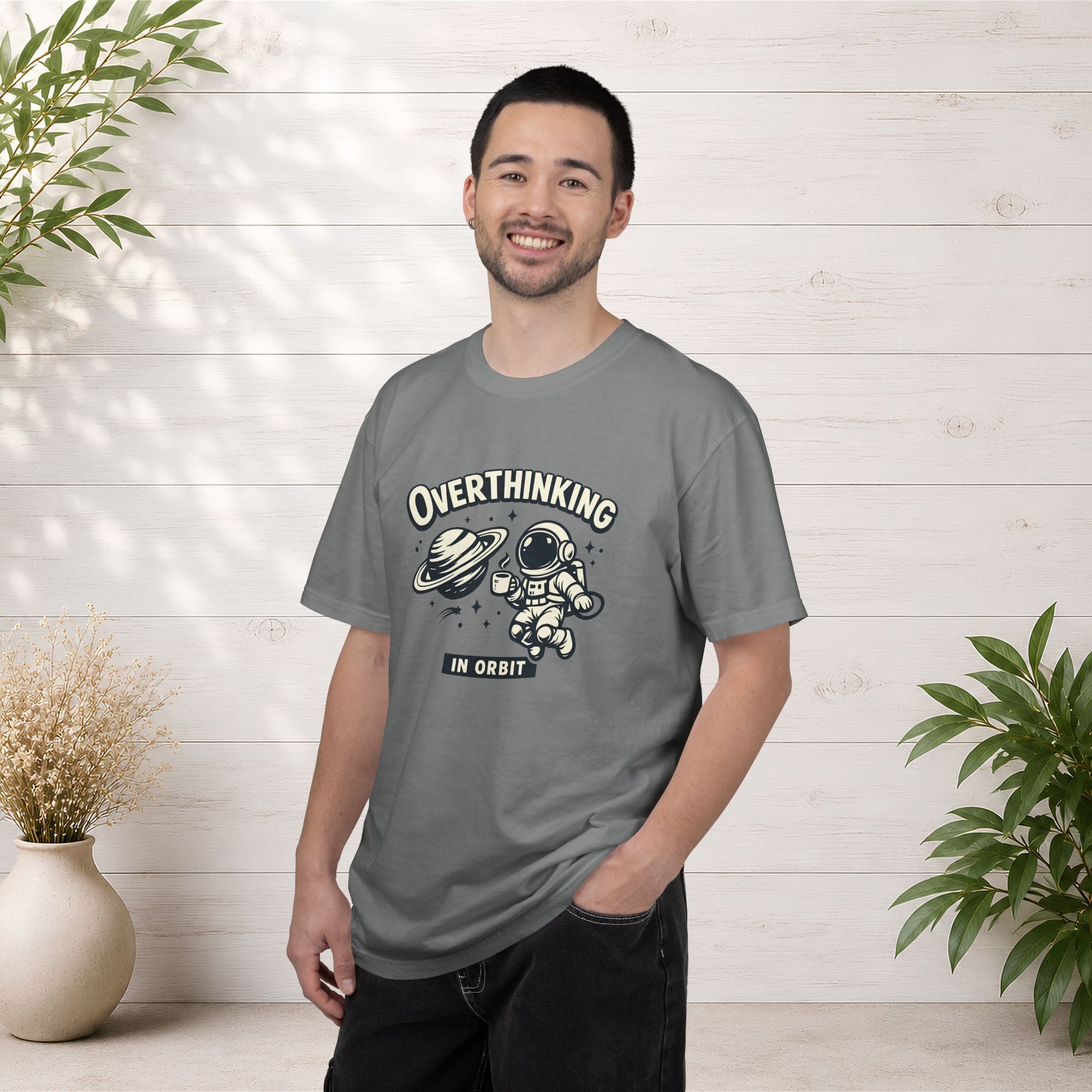 Overthinking In Orbit T-Shirt — Cute Astronaut Graphic Tee