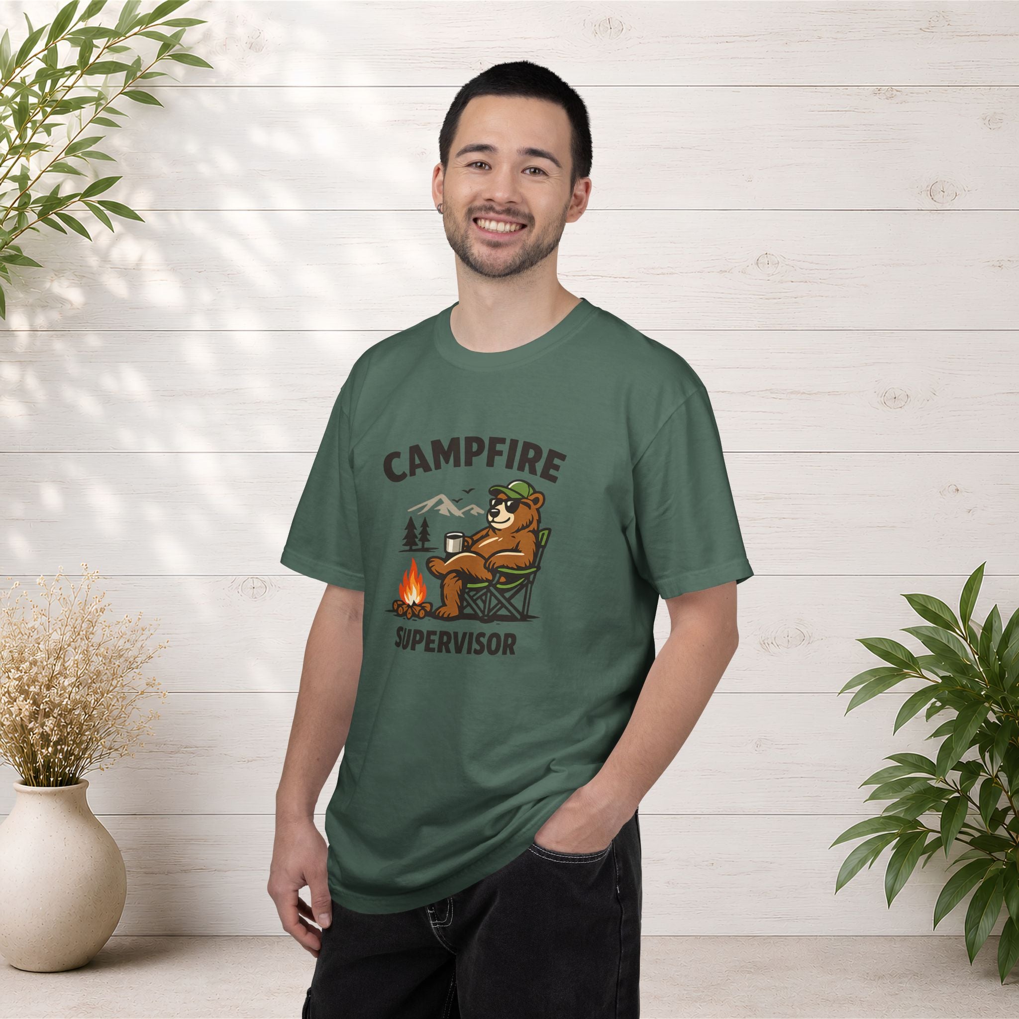 Campfire Supervisor T-Shirt — Funny Bear Camping Tee