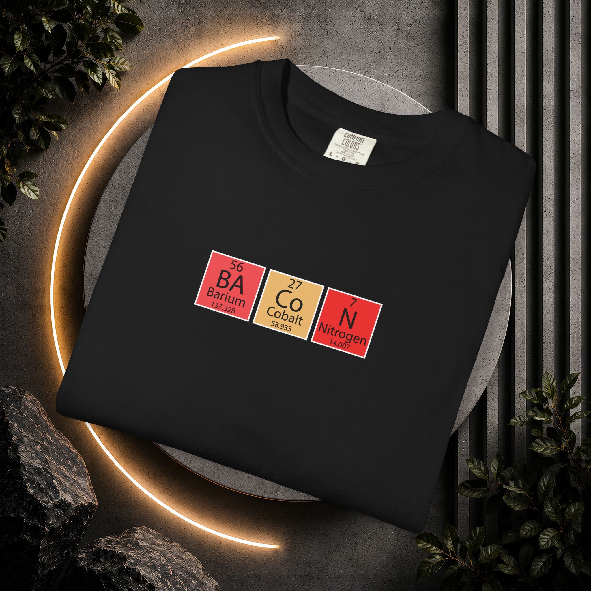 Bacon Chemistry T-Shirt — Periodic Table Style Food Graphic Tee