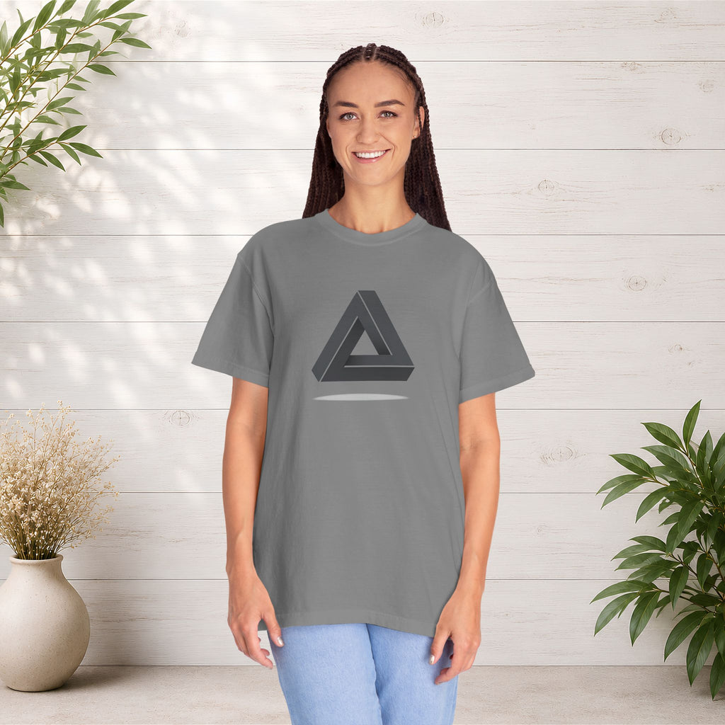 Optical Illusion Triangle T-Shirt — Geometric Penrose Design