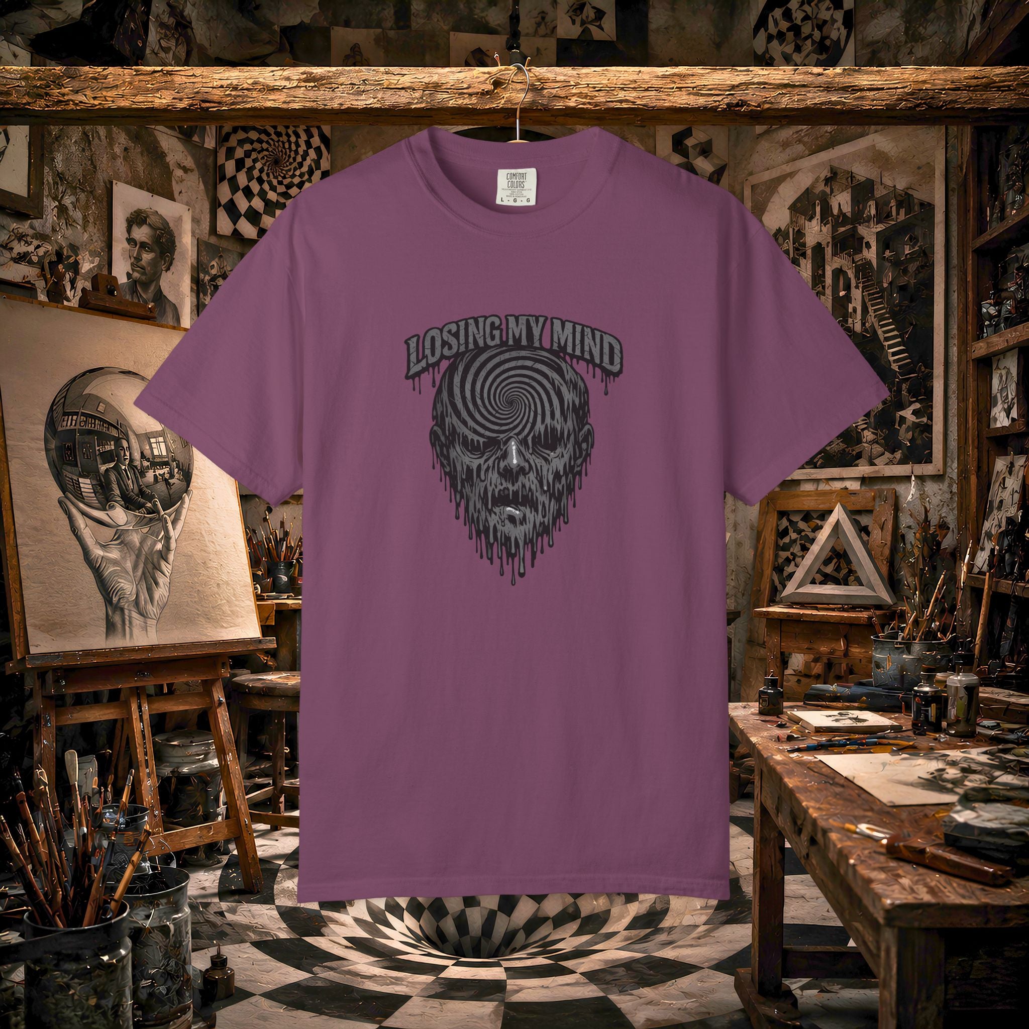 Losing My Mind Skull Tee — Psychedelic Spiral Graphic T-Shirt