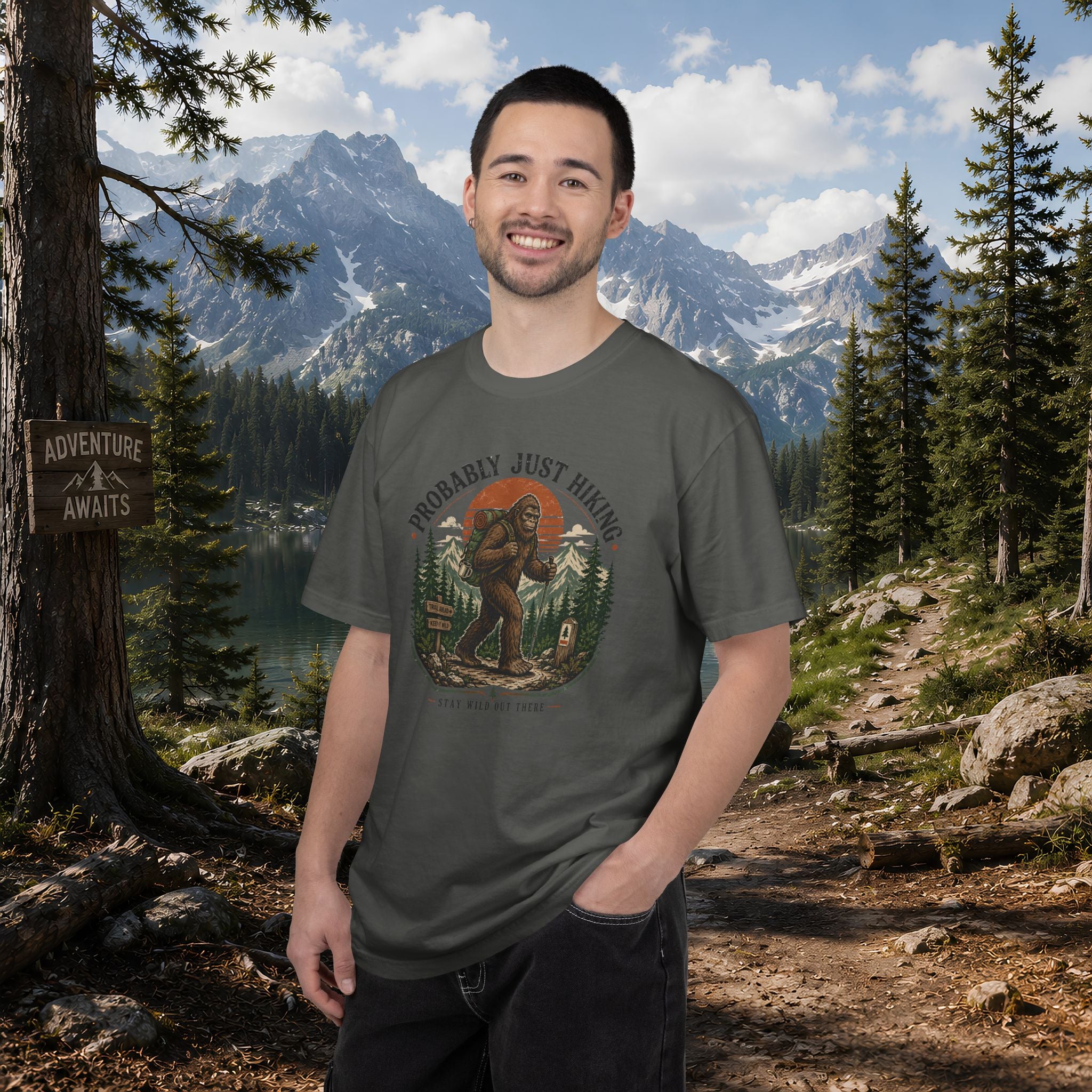 Probably Just Hiking T-Shirt — Bigfoot Forest Adventure Tee