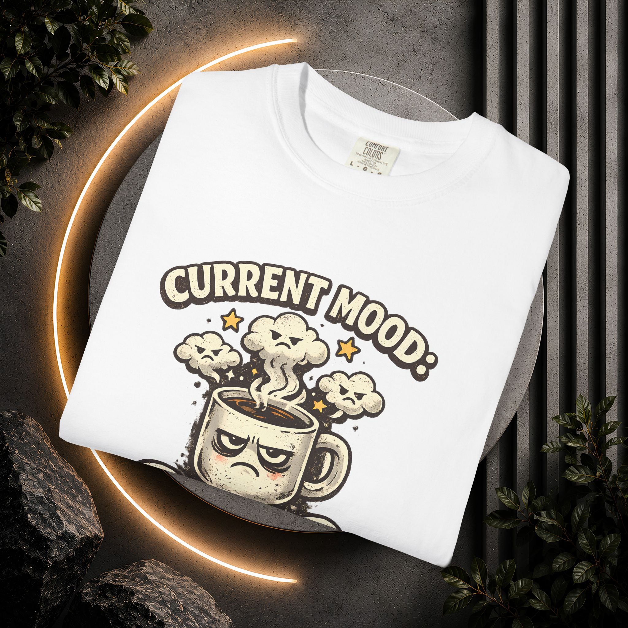 Coffee T-Shirt — "Current Mood: Brewed" Graphic Tee