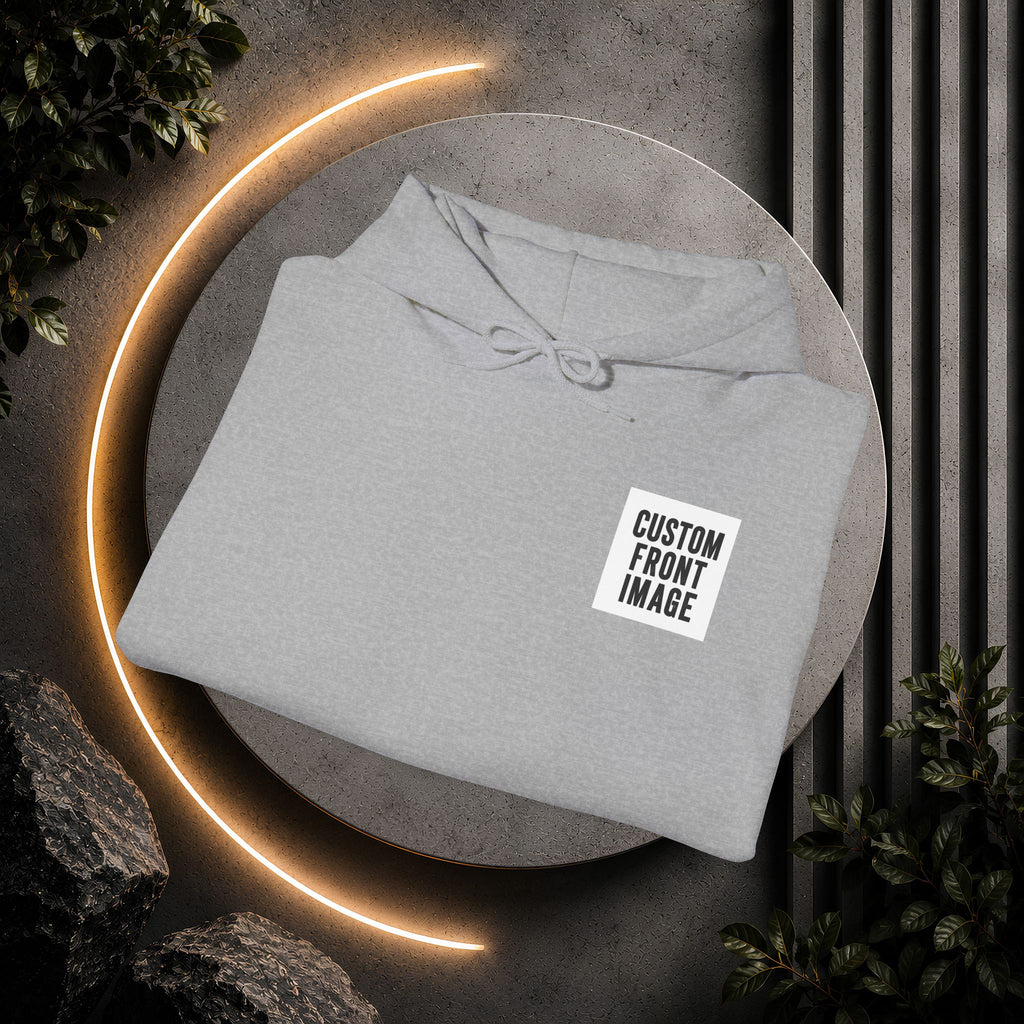 Custom Front Small Left Image Hoodie — Personalized White Pullover Hooded Sweatshirt