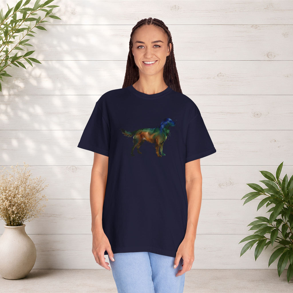Golden Retriever Silhouette T-Shirt — Colorful Dog Graphic Tee for Pet Lovers