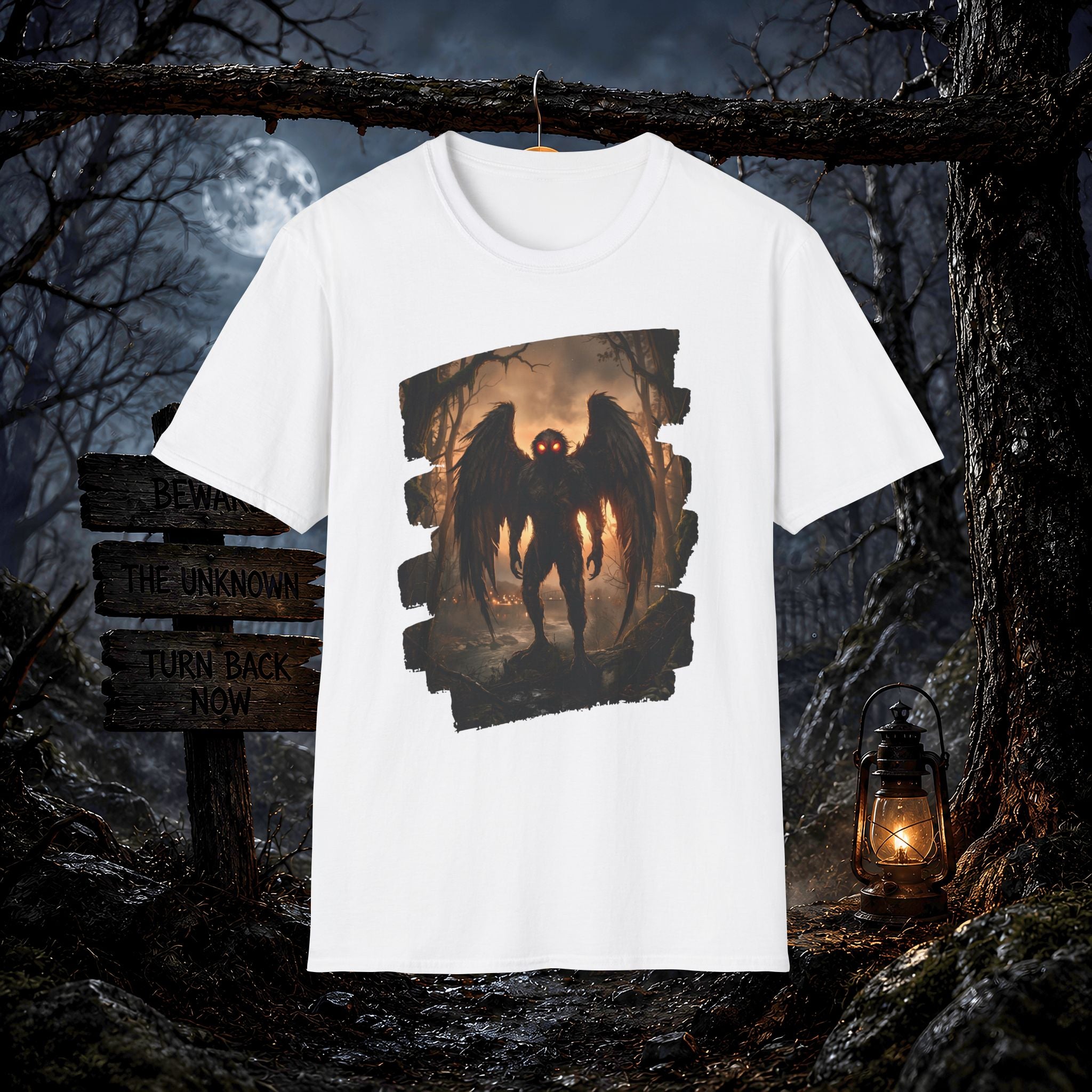 Mothman Cryptid Illustration T-Shirt | Dark Horror Graphic