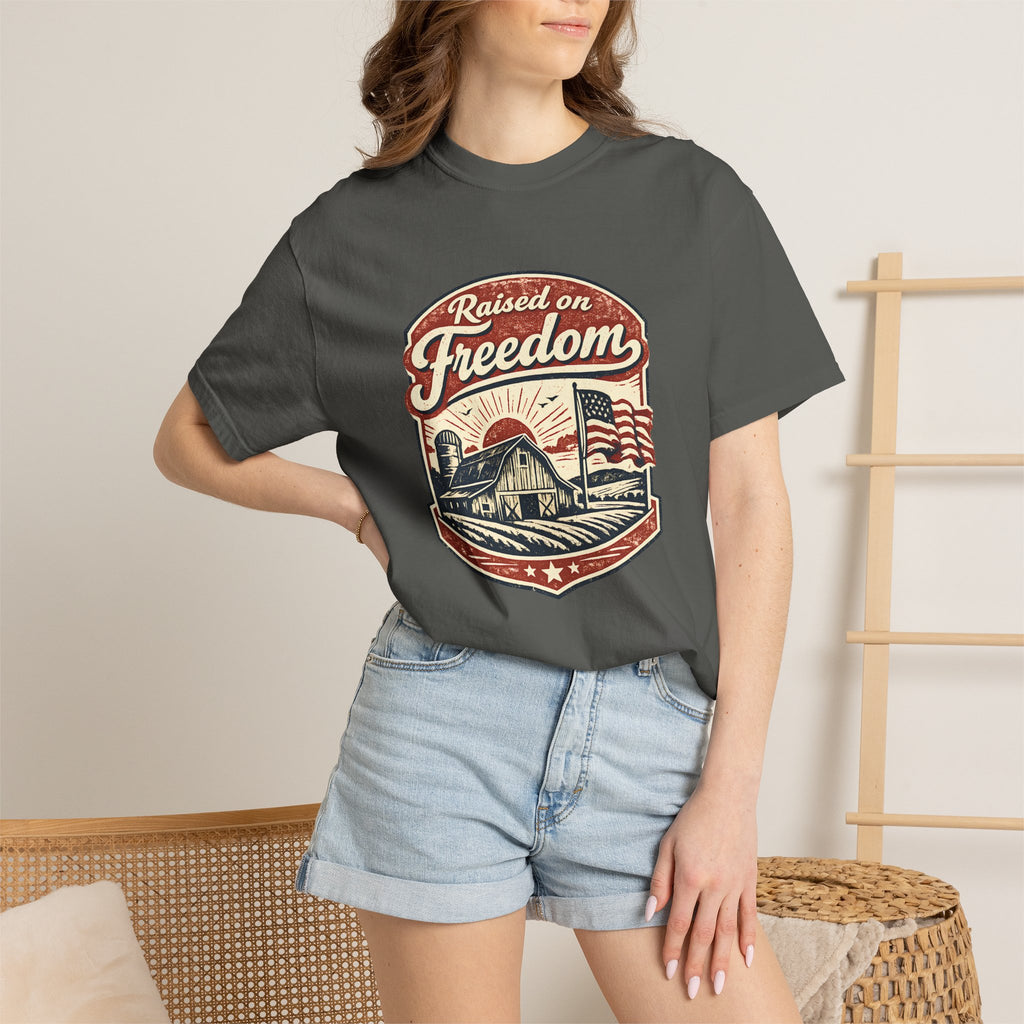 Raised on Freedom T-Shirt — Vintage American Flag Graphic Tee