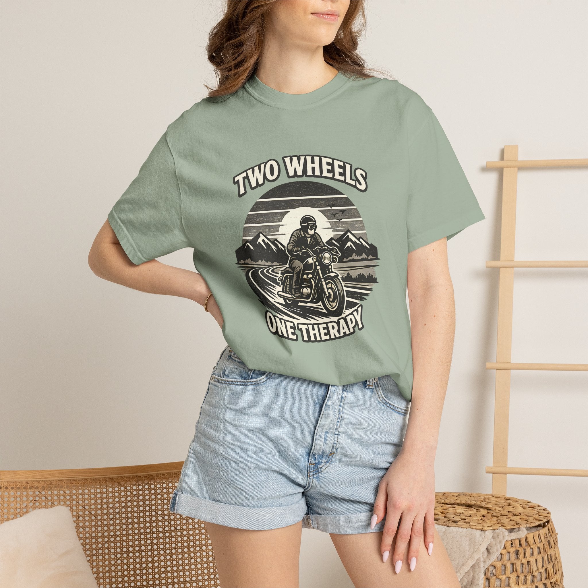 Motorcycle T-Shirt – "Two Wheels One Therapy" Rider Tee