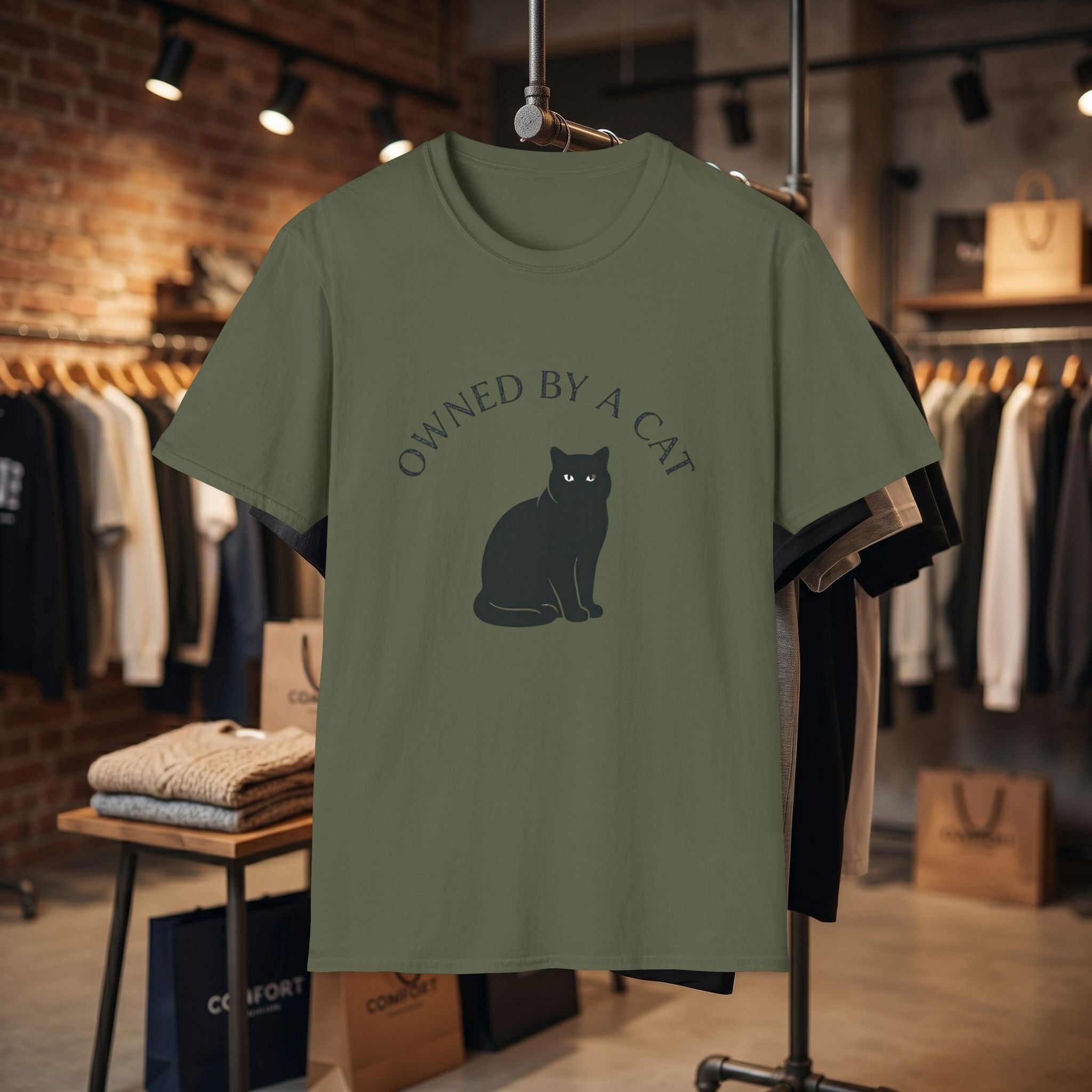 Owned By A Cat T-Shirt | Cat Silhouette Tee, Cat Lover Shirt