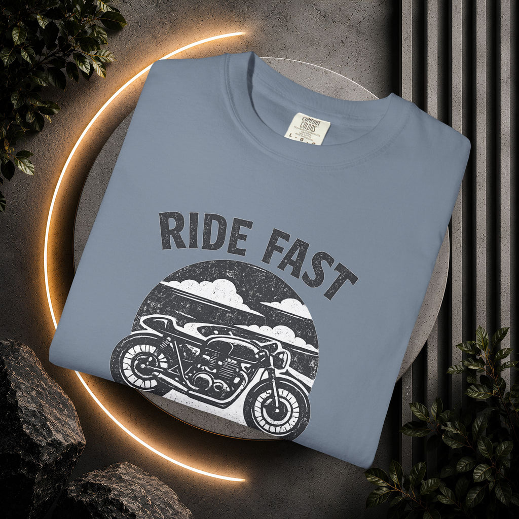 Ride Fast Live Free Motorcycle T-Shirt — Vintage Biker Tee for Riders