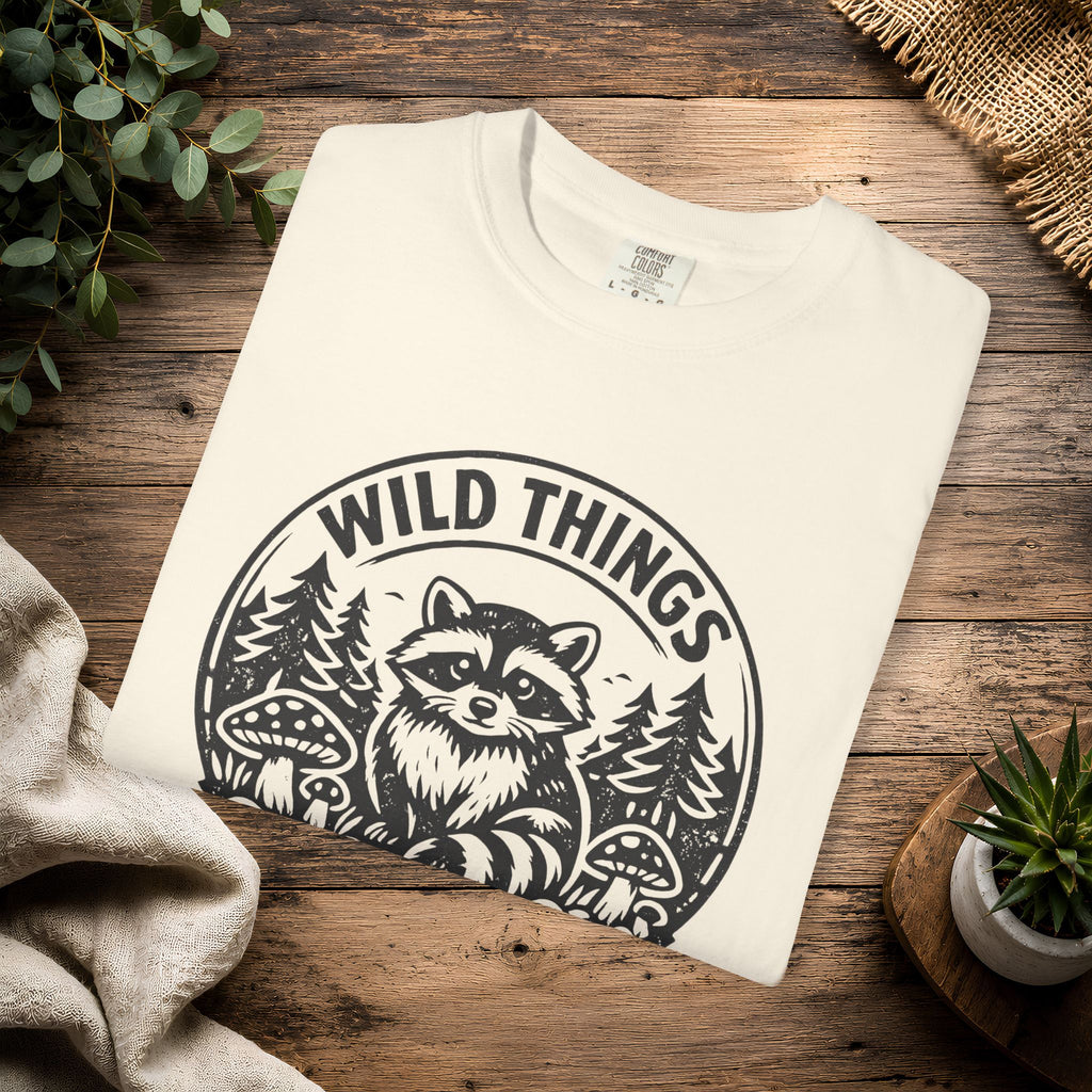 “Wild Things Welcome” Raccoon Forest Graphic T-Shirt