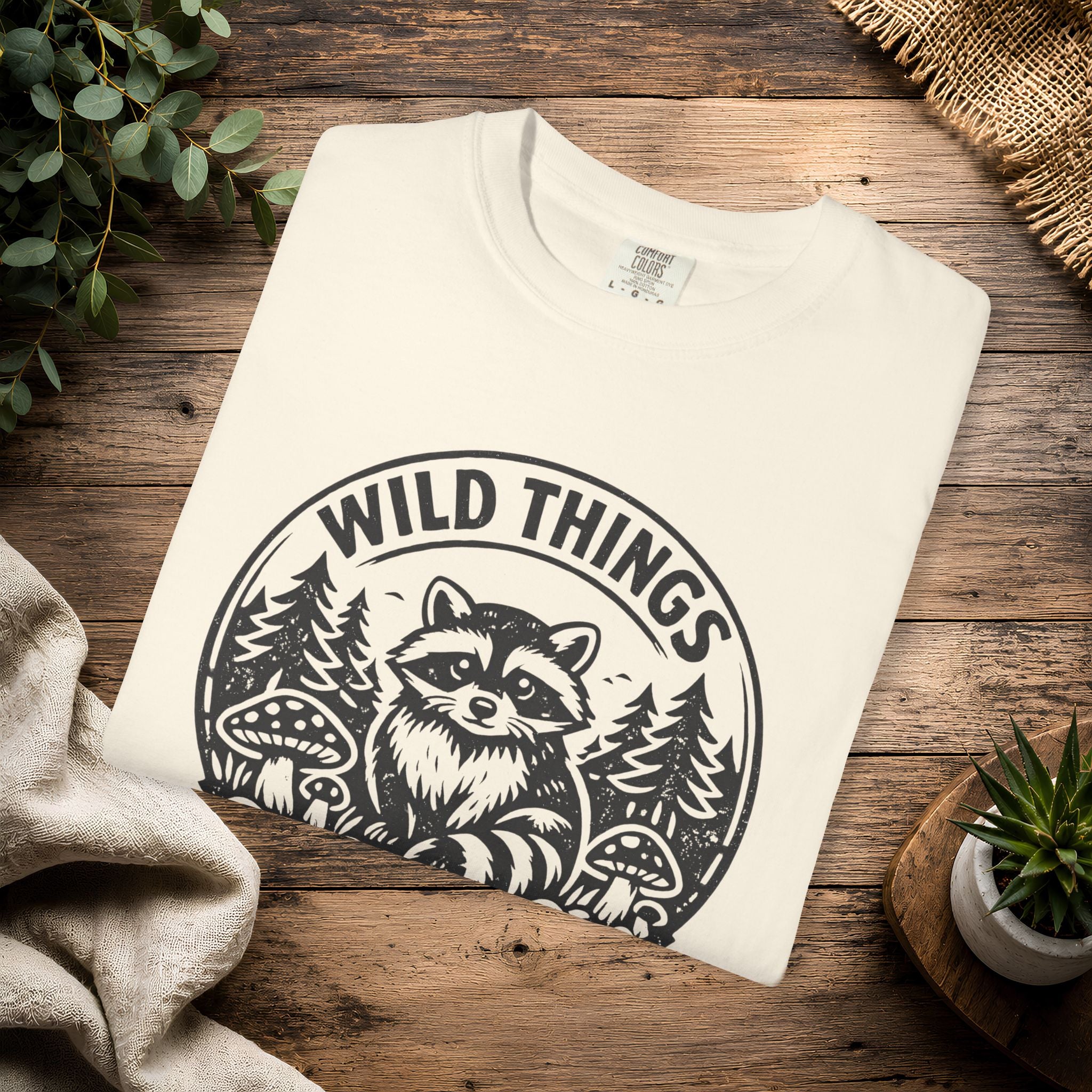 “Wild Things Welcome” Raccoon Forest Graphic T-Shirt