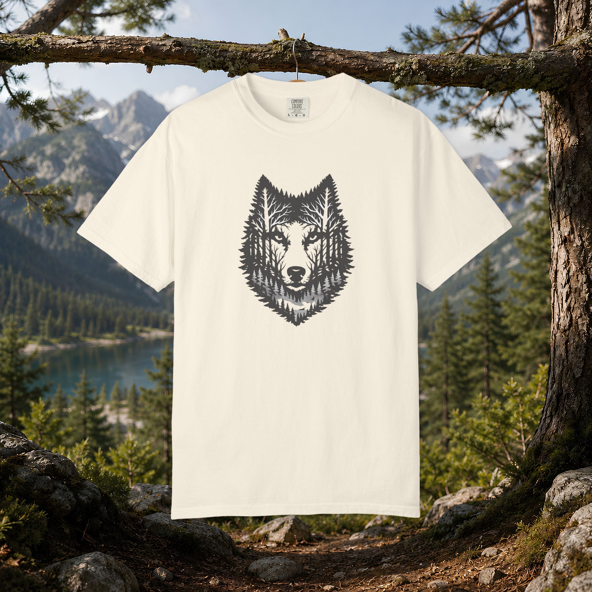 Wolf Forest T-Shirt — Geometric Woodland Wolf Graphic Tee