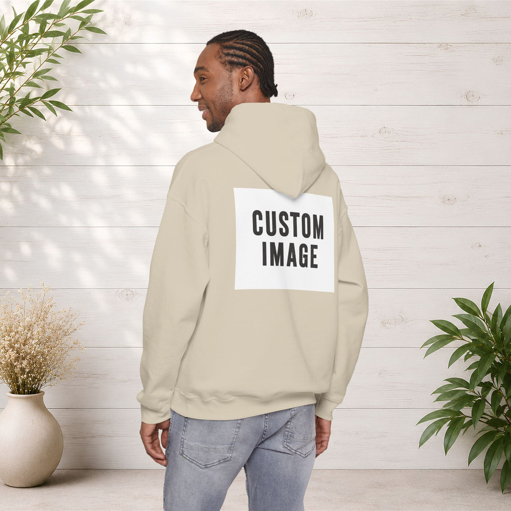 Custom Back Image Hoodie — Personalized White Pullover Hooded Sweatshirt