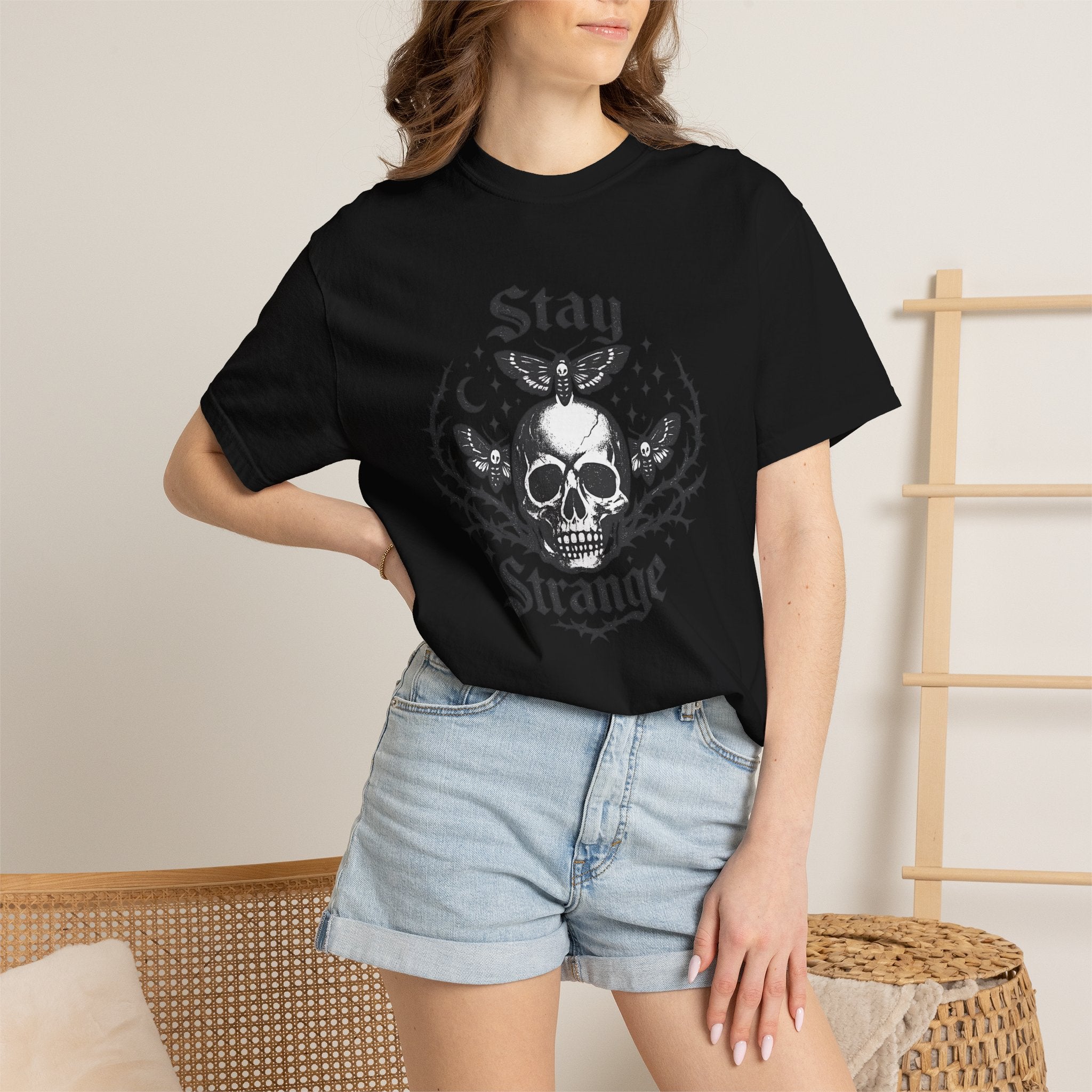 Stay Strange Skull T-Shirt — Gothic Skull Graphic Tee