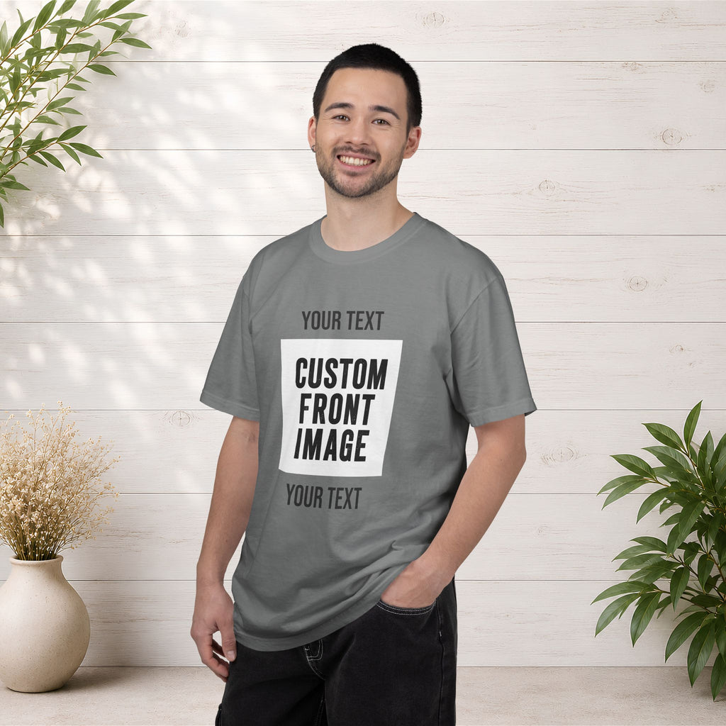 Custom Front Square Print T-Shirt — Personalized Text & Image Tee