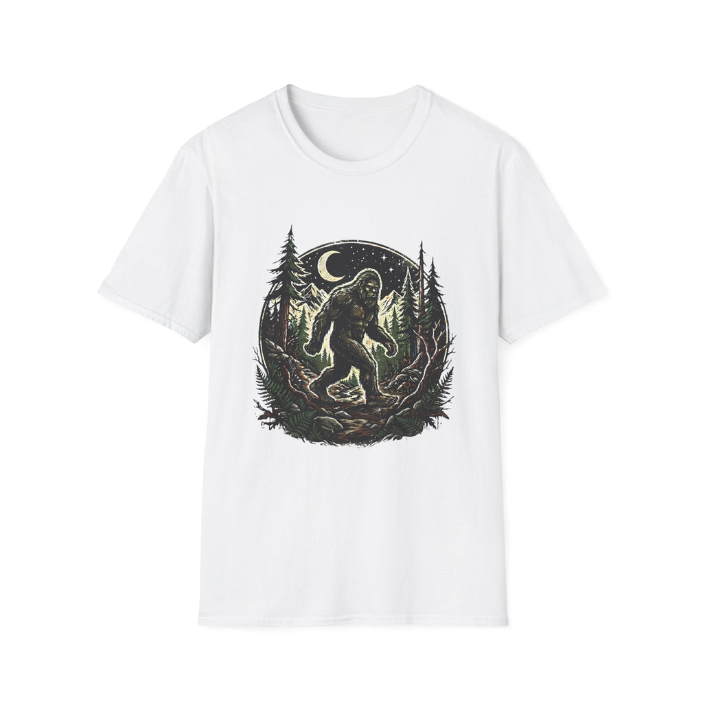 Bigfoot Forest Moon T-Shirt | Sasquatch Night Hiking Design