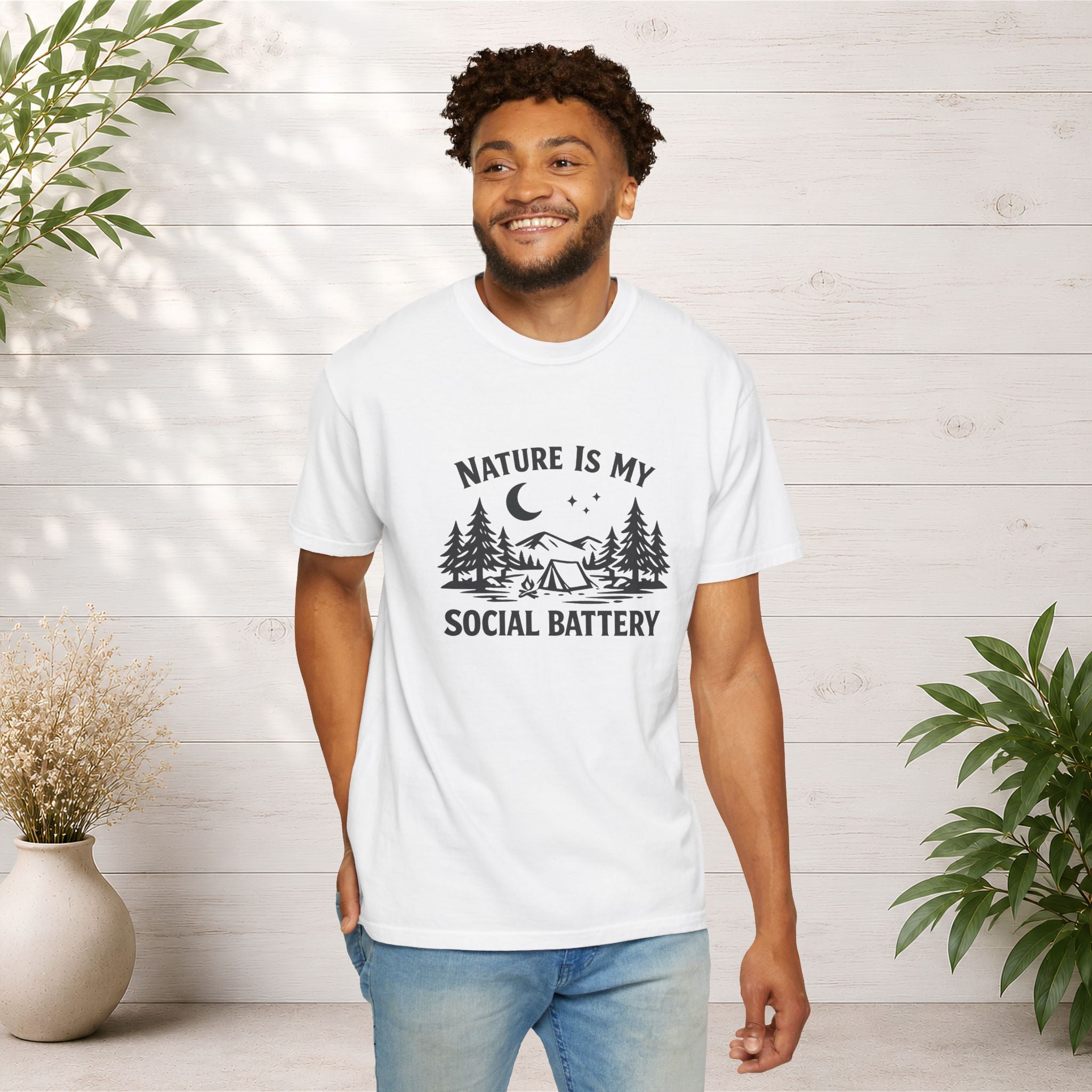 Nature Is My Social Battery T-Shirt — Outdoor Enthusiast Graphic Tee