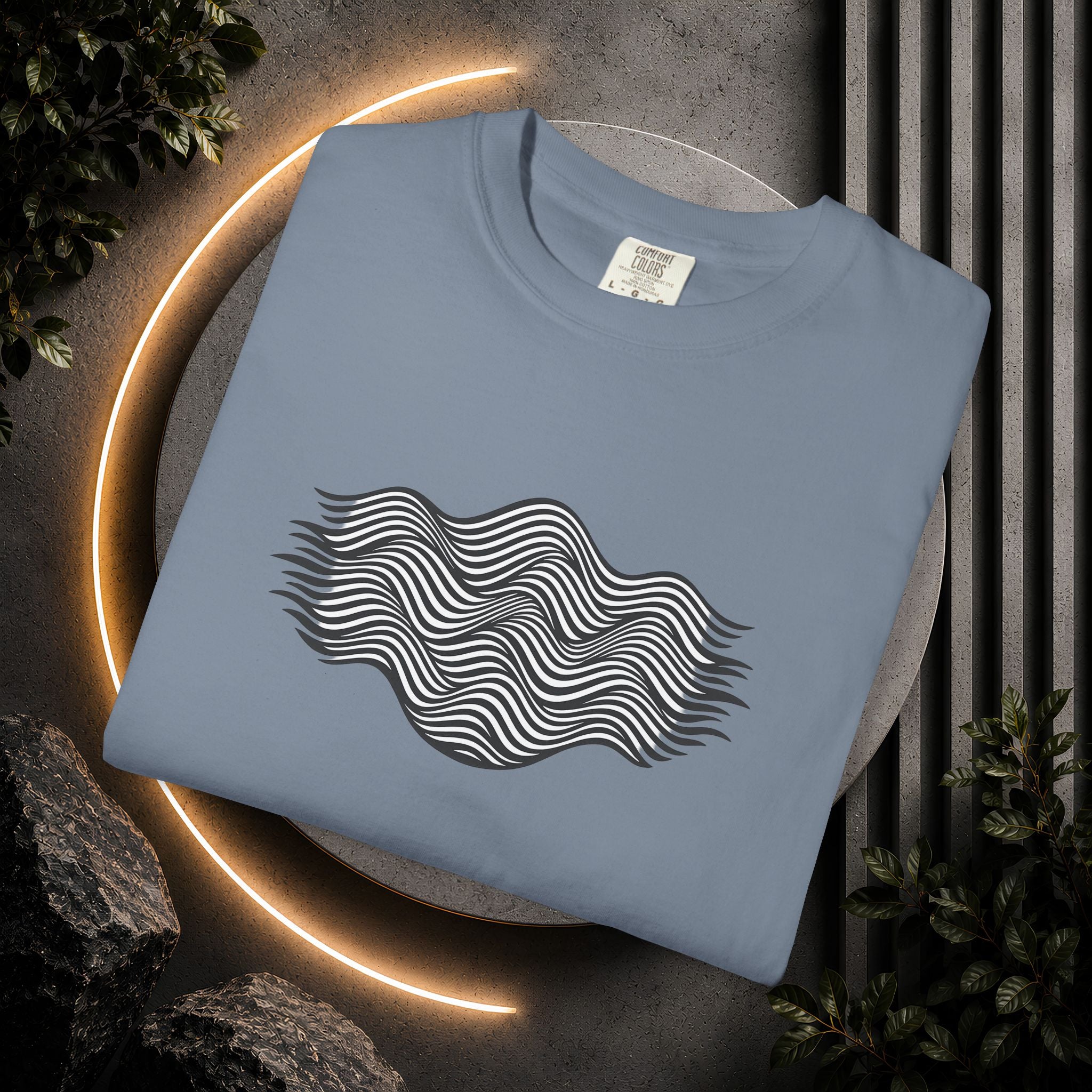 Minimal Wave Graphic T-Shirt — Abstract Line Art Tee