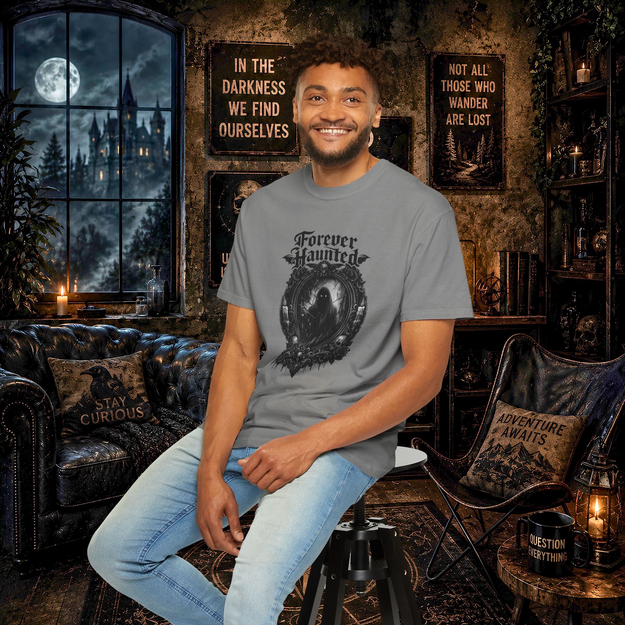 Forever Haunted T-Shirt — Gothic Ghost Graphic Tee