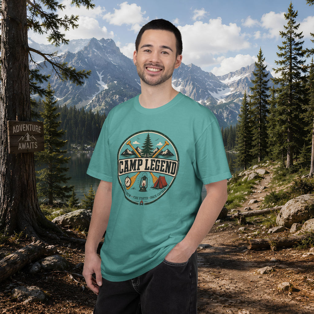 Camp Legend T-Shirt — Vintage Camping Badge Tee