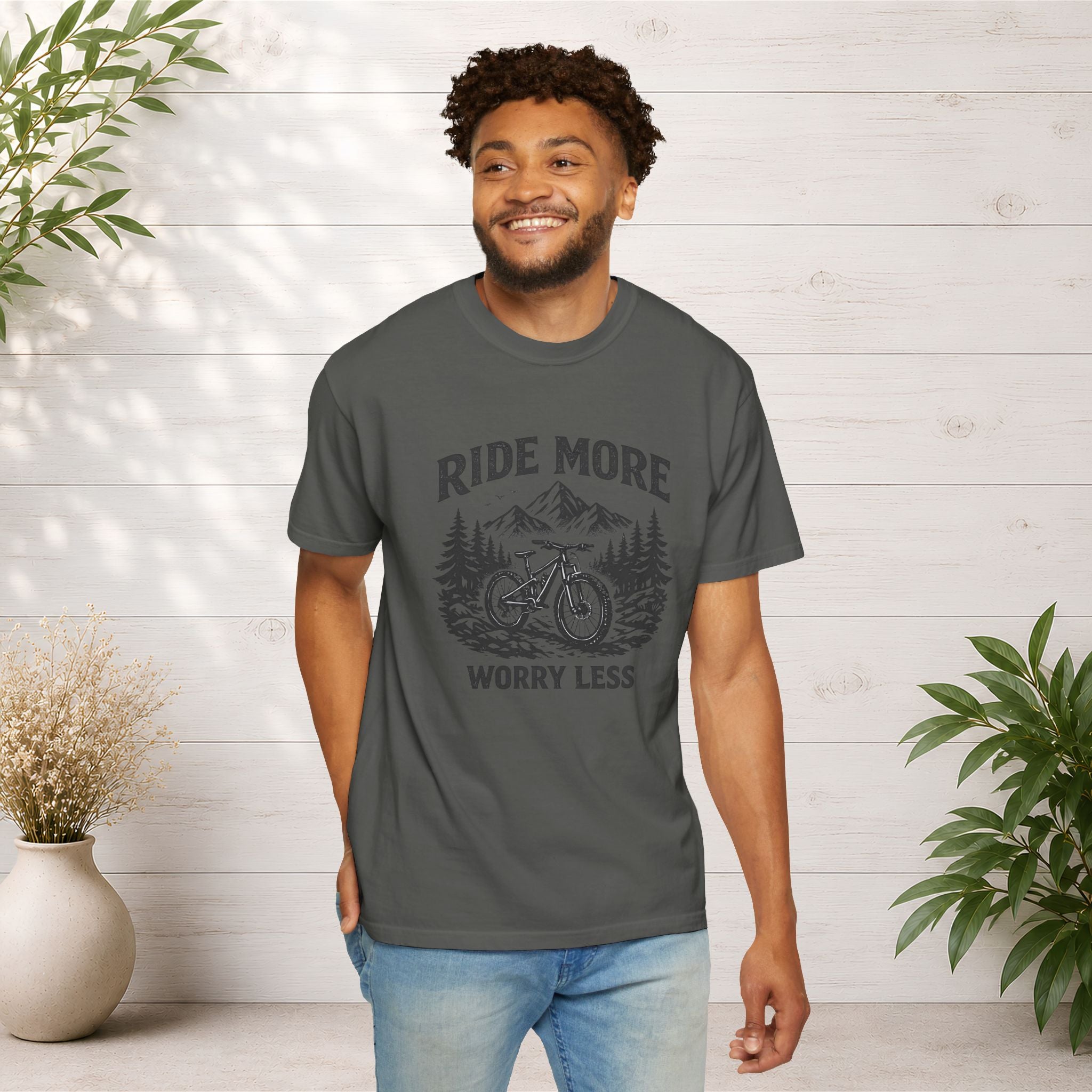 Ride More Worry Less T-Shirt — Mountain Bike Adventure Tee