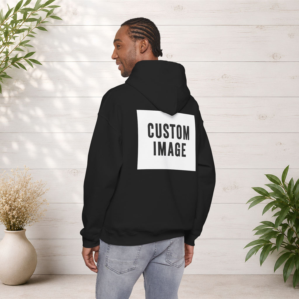 Custom Back Image Hoodie — Personalized White Pullover Hooded Sweatshirt