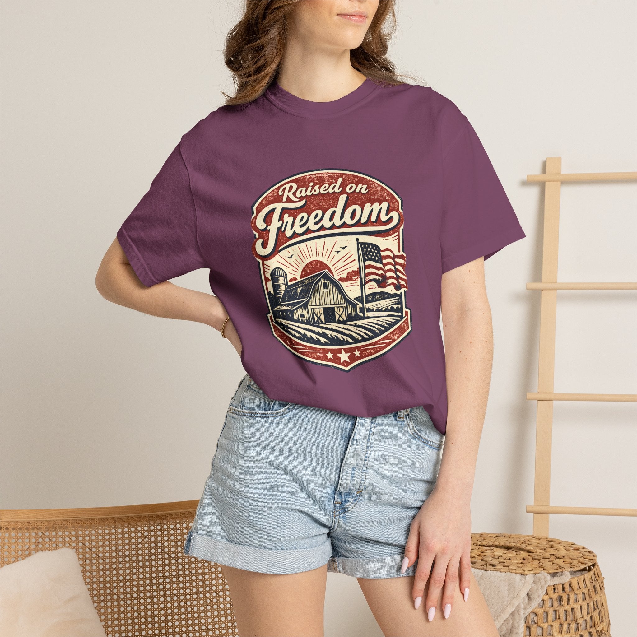 Raised on Freedom T-Shirt — Vintage American Flag Graphic Tee