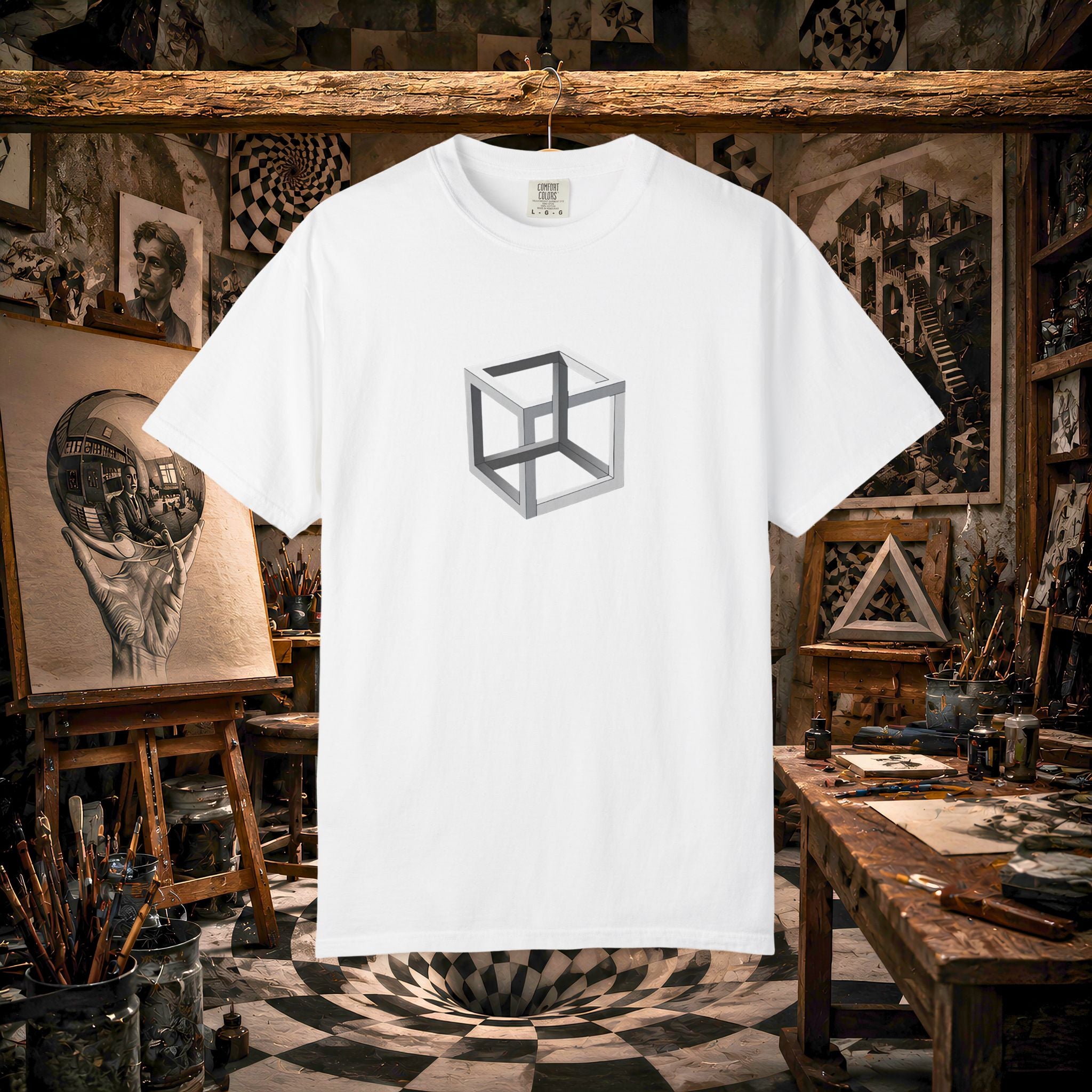 Optical Illusion Cube Depth T-Shirt