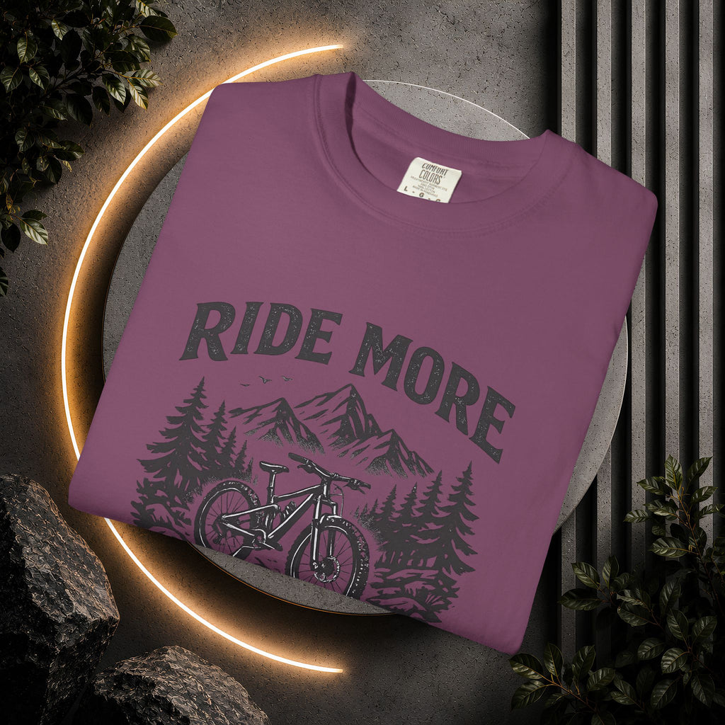 Ride More Worry Less T-Shirt — Mountain Bike Adventure Tee