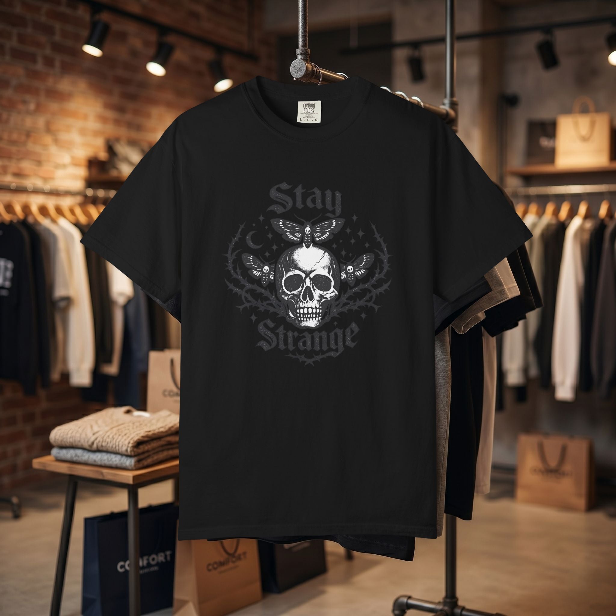Stay Strange Skull T-Shirt — Gothic Skull Graphic Tee
