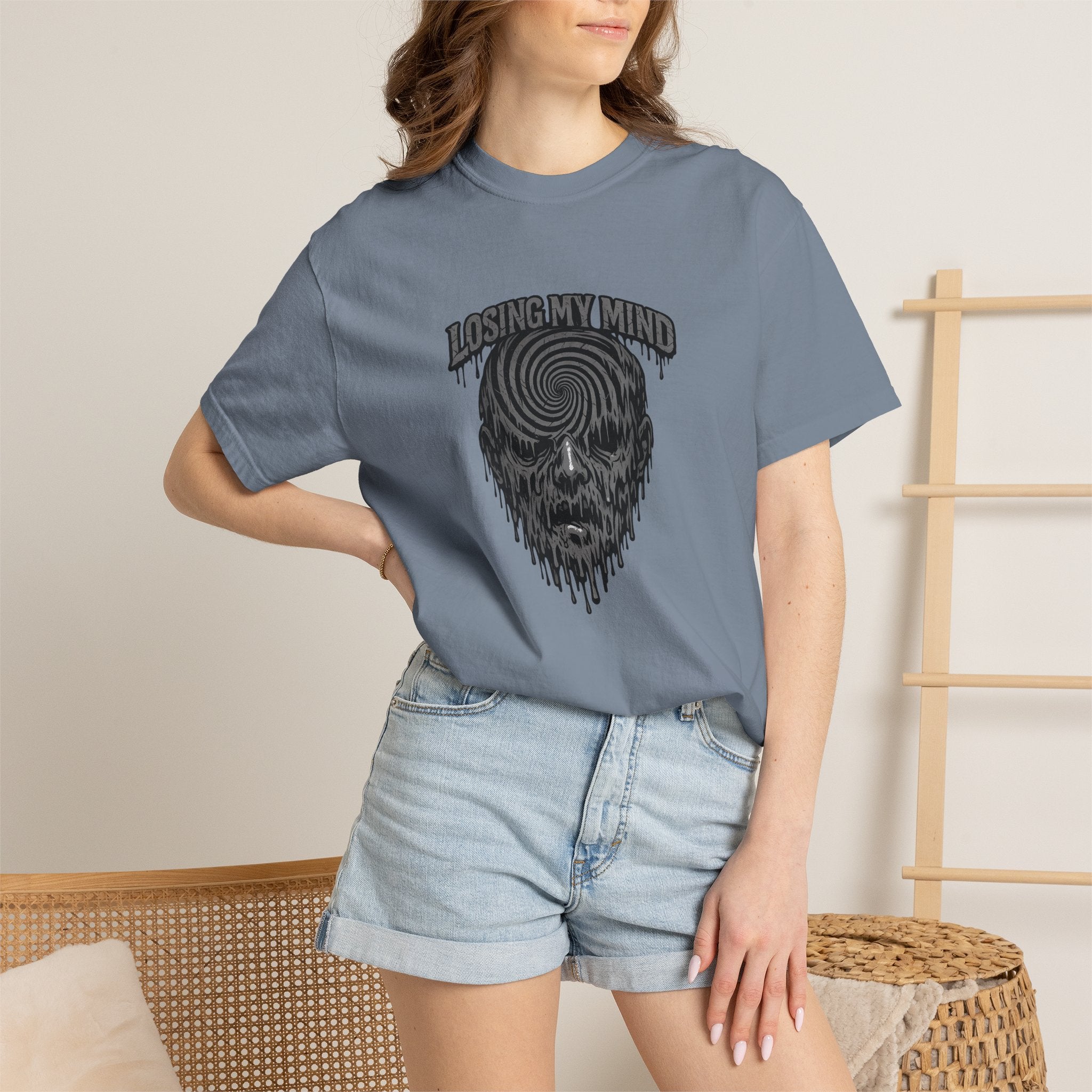 Losing My Mind Skull Tee — Psychedelic Spiral Graphic T-Shirt