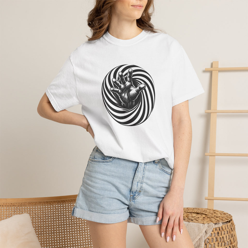 Optical Spiral Hand Graphic T-Shirt