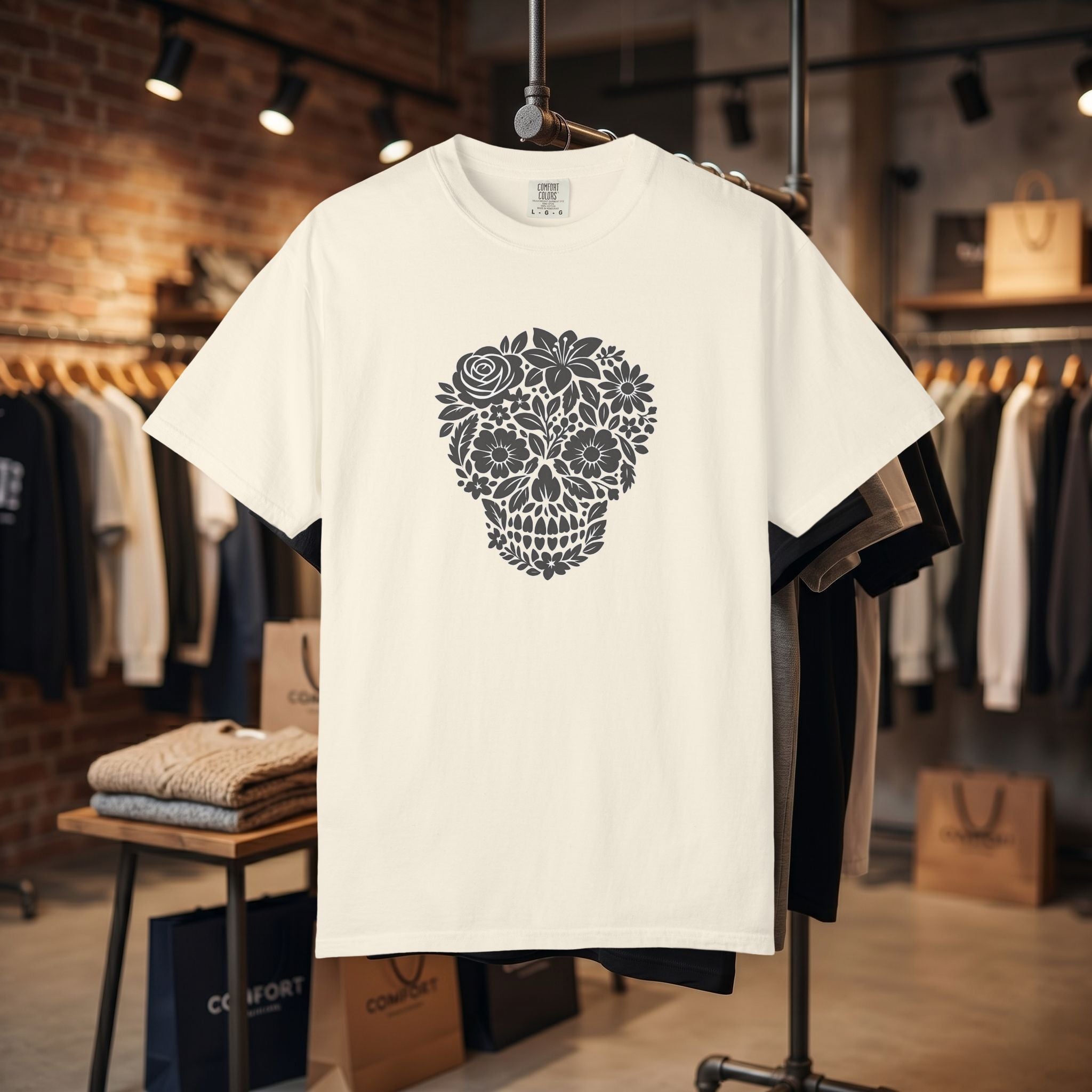 Floral Sugar Skull T-Shirt — Day of the Dead Floral Skull Tee