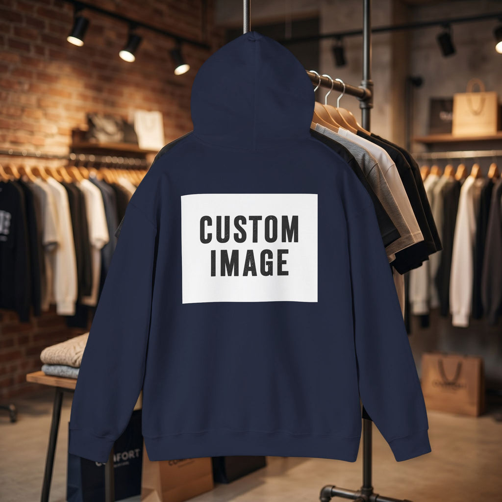 Custom Back Image Hoodie — Personalized White Pullover Hooded Sweatshirt