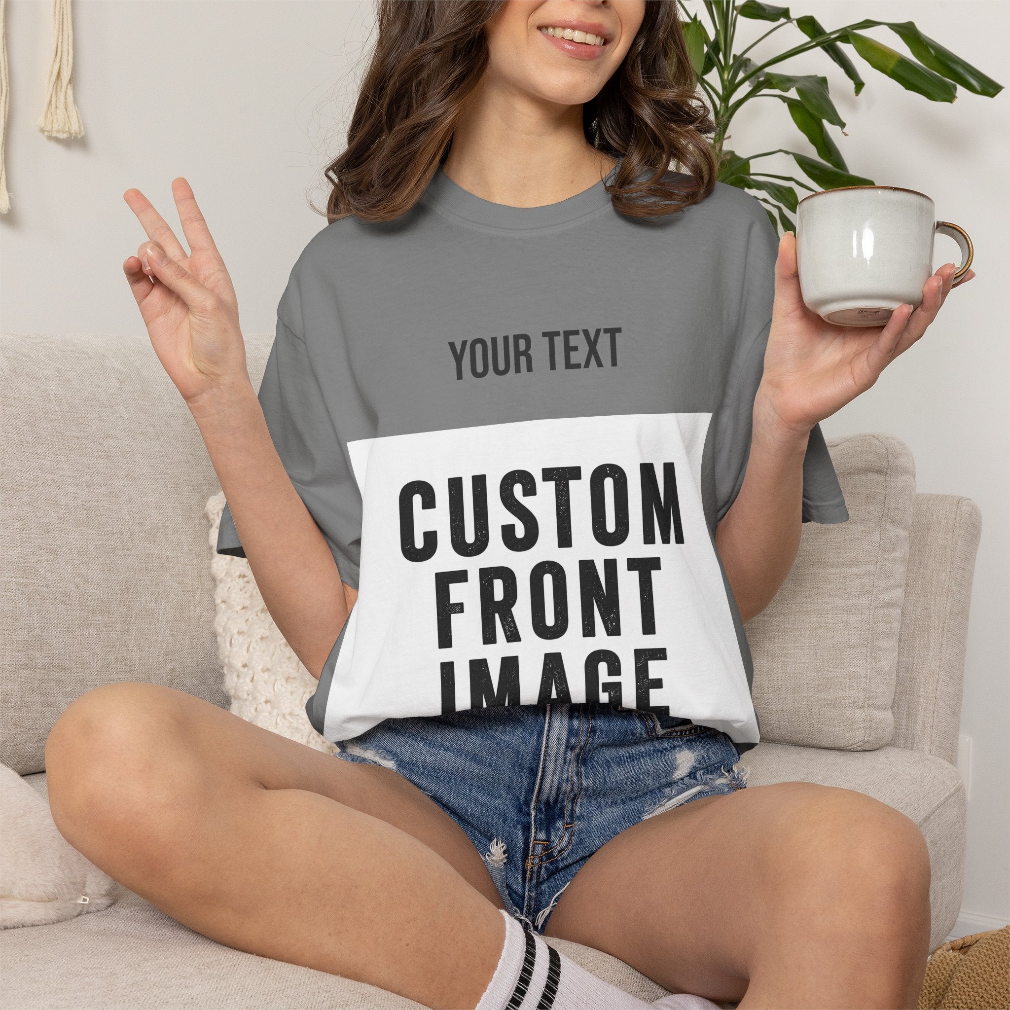 Custom Front Landscape Print T-Shirt — Personalized Text & Image Tee
