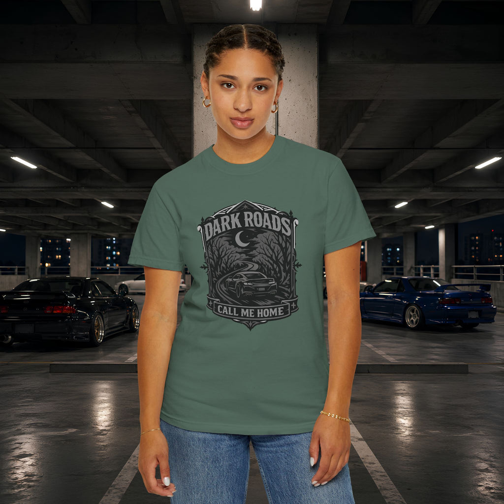 Dark Roads Call Me Home T-Shirt — Vintage Night Drive Graphic Tee