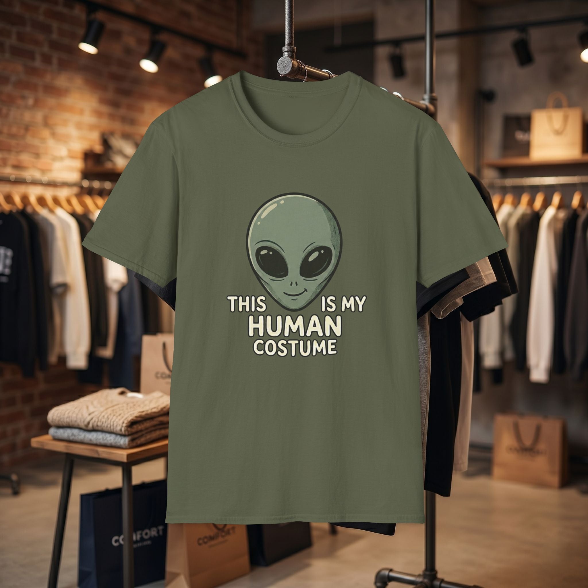 Alien Head This Is My Human Costume T-Shirt | Funny Extraterrestrial Design