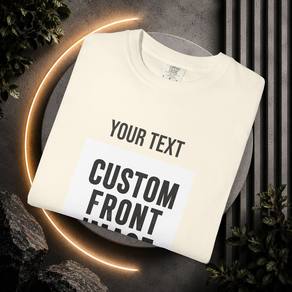 Custom Front Square Print T-Shirt — Personalized Text & Image Tee