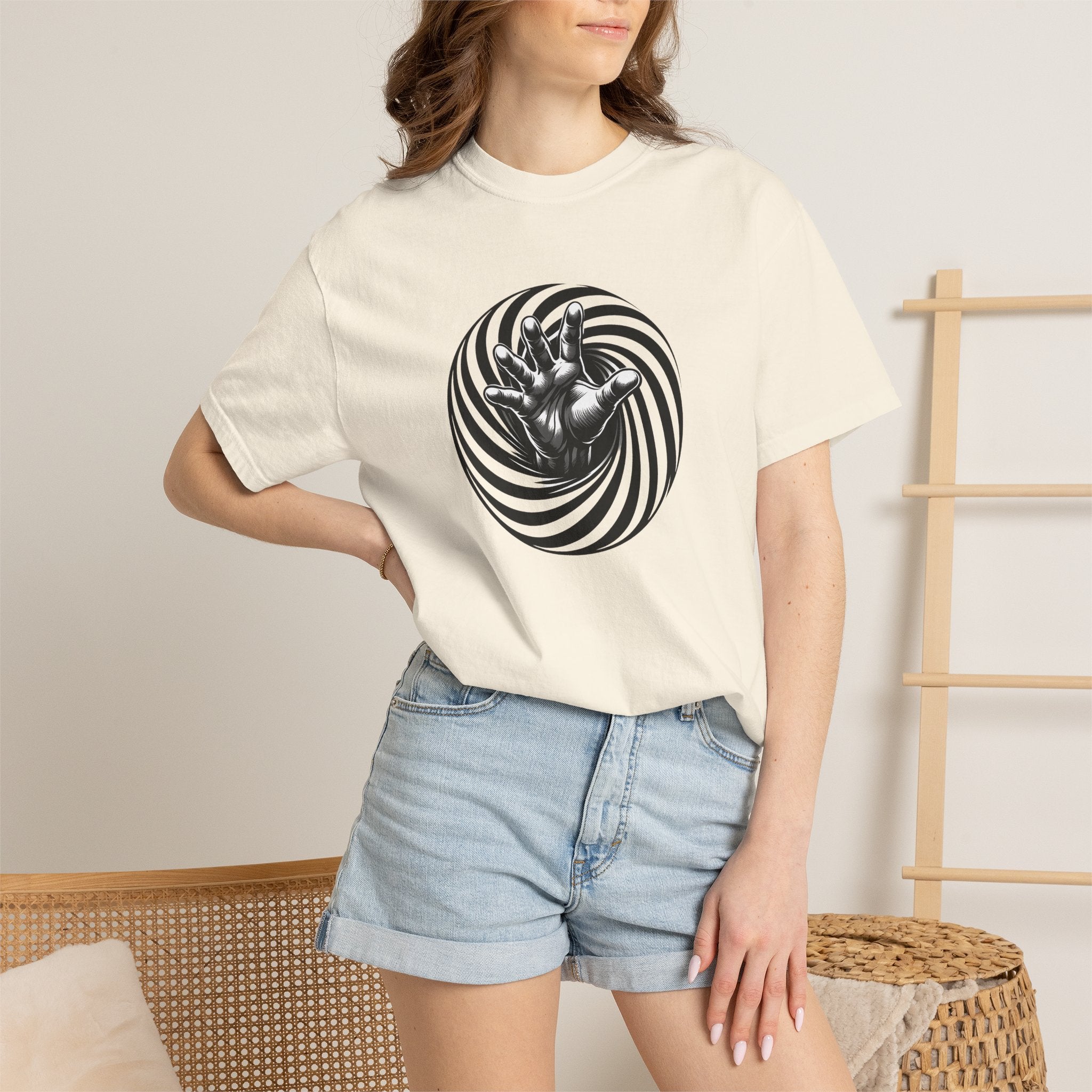 Optical Spiral Hand Graphic T-Shirt